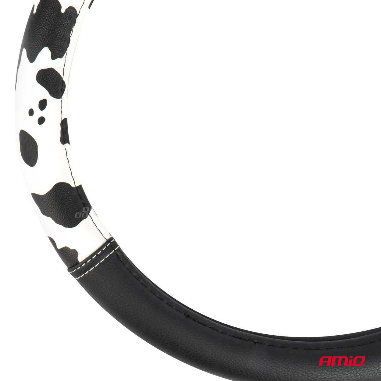 AMIO - Καλυμμα Τιμονιου SWC-62 (m) 37>39CM Μαυρο Με Σχεδιο Ασπρομαυρο Δερμα Αγελαδας - 1 Τεμ. (04172/AM) - Thumbnail 2