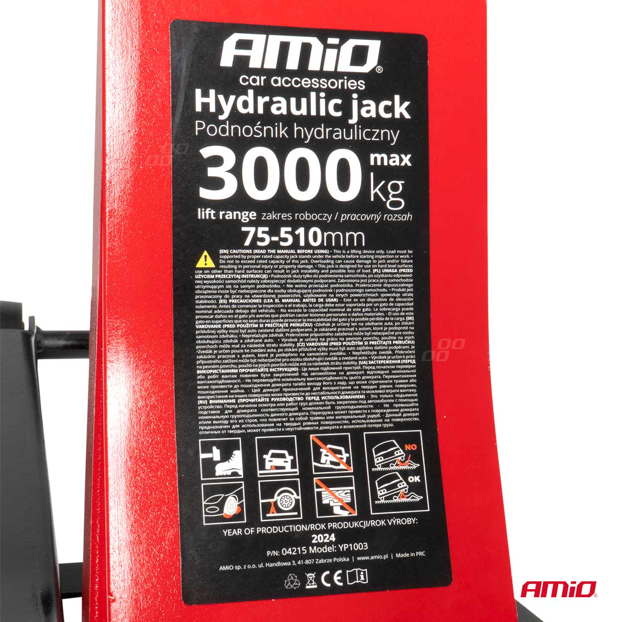 AMIO - Γρυλος Υδραυλικος Με Ροδες 3.000KG (υψος 75-510MM) - 1 Τεμ. (04215/AM) - Thumbnail 15