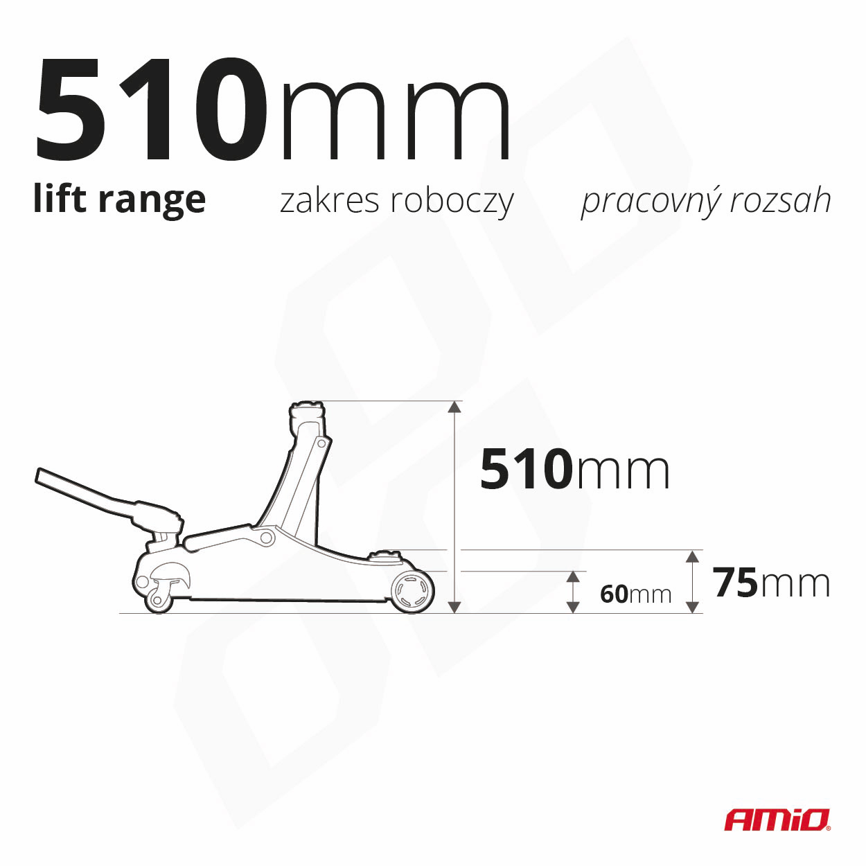 AMIO - Γρυλος Υδραυλικος Με Ροδες 3.000KG (υψος 75-510MM) - 1 Τεμ. (04215/AM) - Thumbnail 17