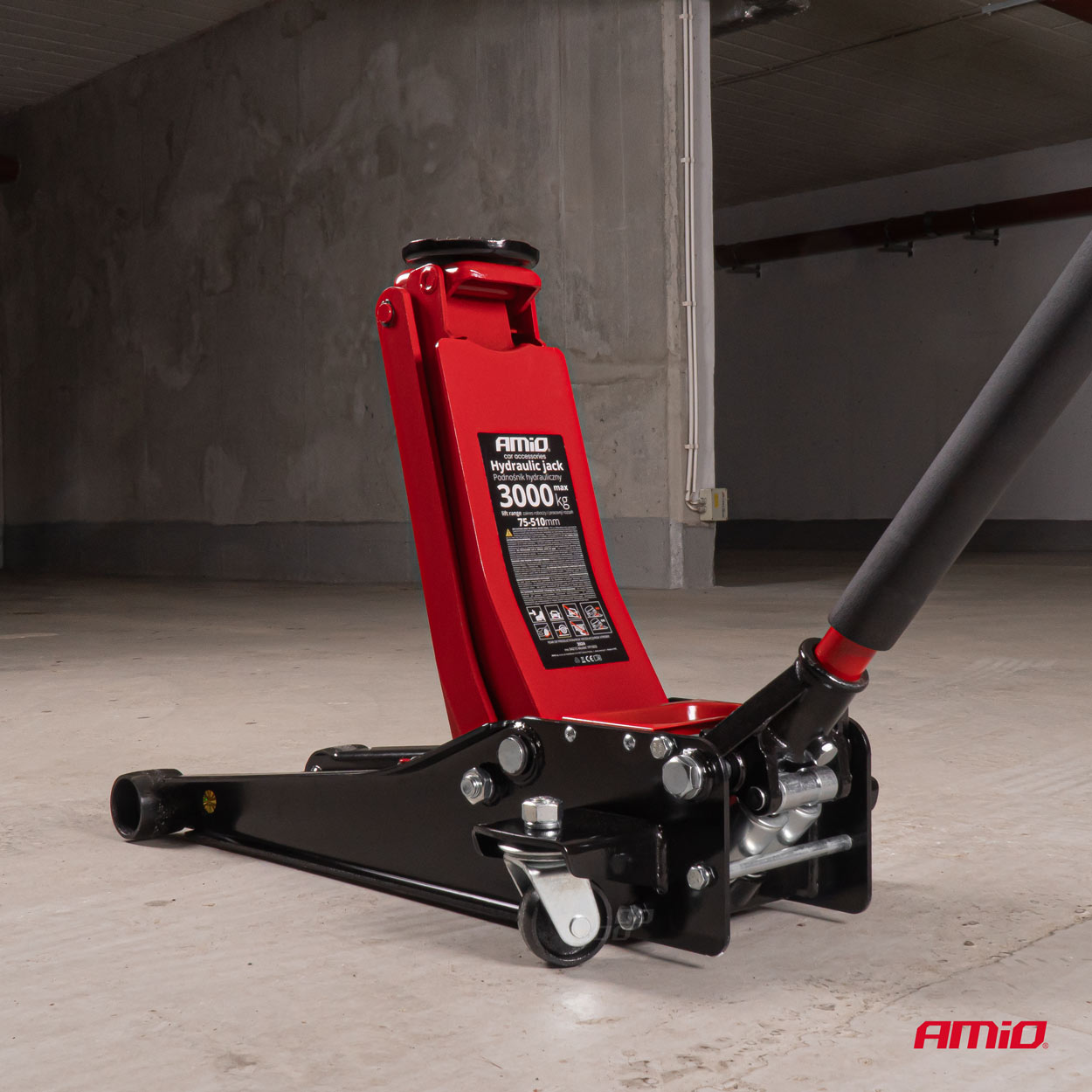 AMIO - Γρυλος Υδραυλικος Με Ροδες 3.000KG (υψος 75-510MM) - 1 Τεμ. (04215/AM) - Thumbnail 2