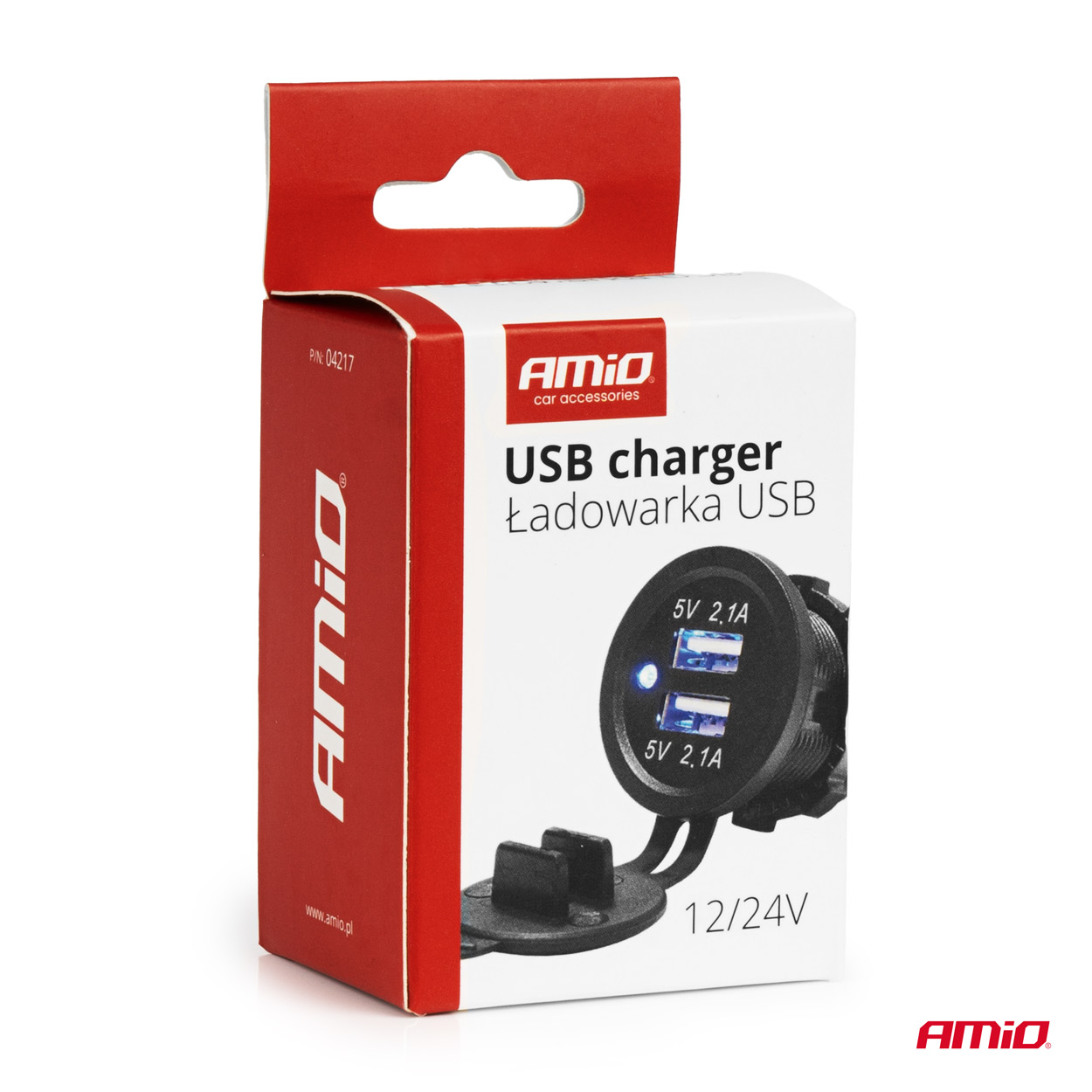 AMIO - Πριζα Με 2 Θυρες Usb Και Καπακι Μαυρη 12/24V 4.2A Αδιαβροχη Με Μπλε LED Φως Ενδειξης - 1 Τεμ. (04217/AM) - Thumbnail 5