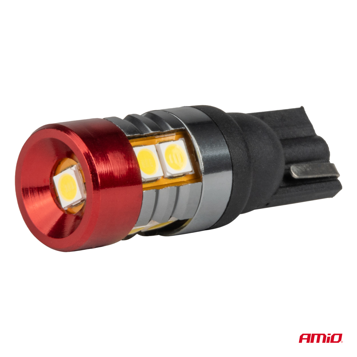 AMIO - Λαμπάκια LED Can Bus Αυτοκινήτου & Φορτηγού Τύπου T10 W5W Με Τάση Λειτουργίας 12V/24V 9XSMD 3030 Με Λευκό Χρώμα Απόχρωσης 5.500K (σε Χρώμα Κόκκινο-μαύρο) - 2 Τεμ. (04242/AM) - Thumbnail 3