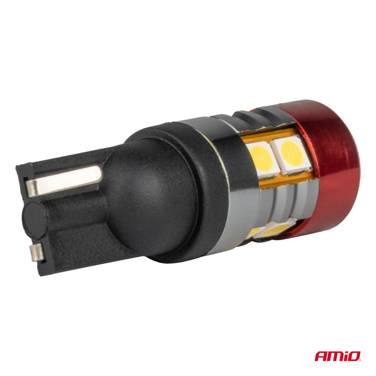 AMIO - Λαμπάκια LED Can Bus Αυτοκινήτου & Φορτηγού Τύπου T10 W5W Με Τάση Λειτουργίας 12V/24V 9XSMD 3030 Με Λευκό Χρώμα Απόχρωσης 5.500K (σε Χρώμα Κόκκινο-μαύρο) - 2 Τεμ. (04242/AM) - Thumbnail 4