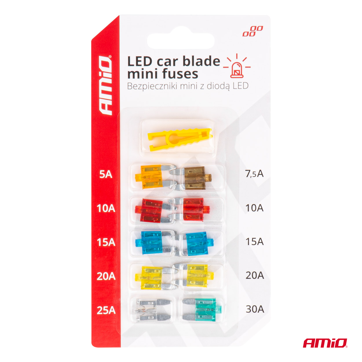 AMIO - Ασφάλειες Mini Blade (μαχαιρωτές) Με LED Ένδειξη Καμένης Ασφάλειας & Εργαλείο Αφαίρεσης Για Άμεσο Έλεγχο Ηλεκτρικού Κυκλώματος Oe - 10 Τεμ. (04340/AM) - Thumbnail 6