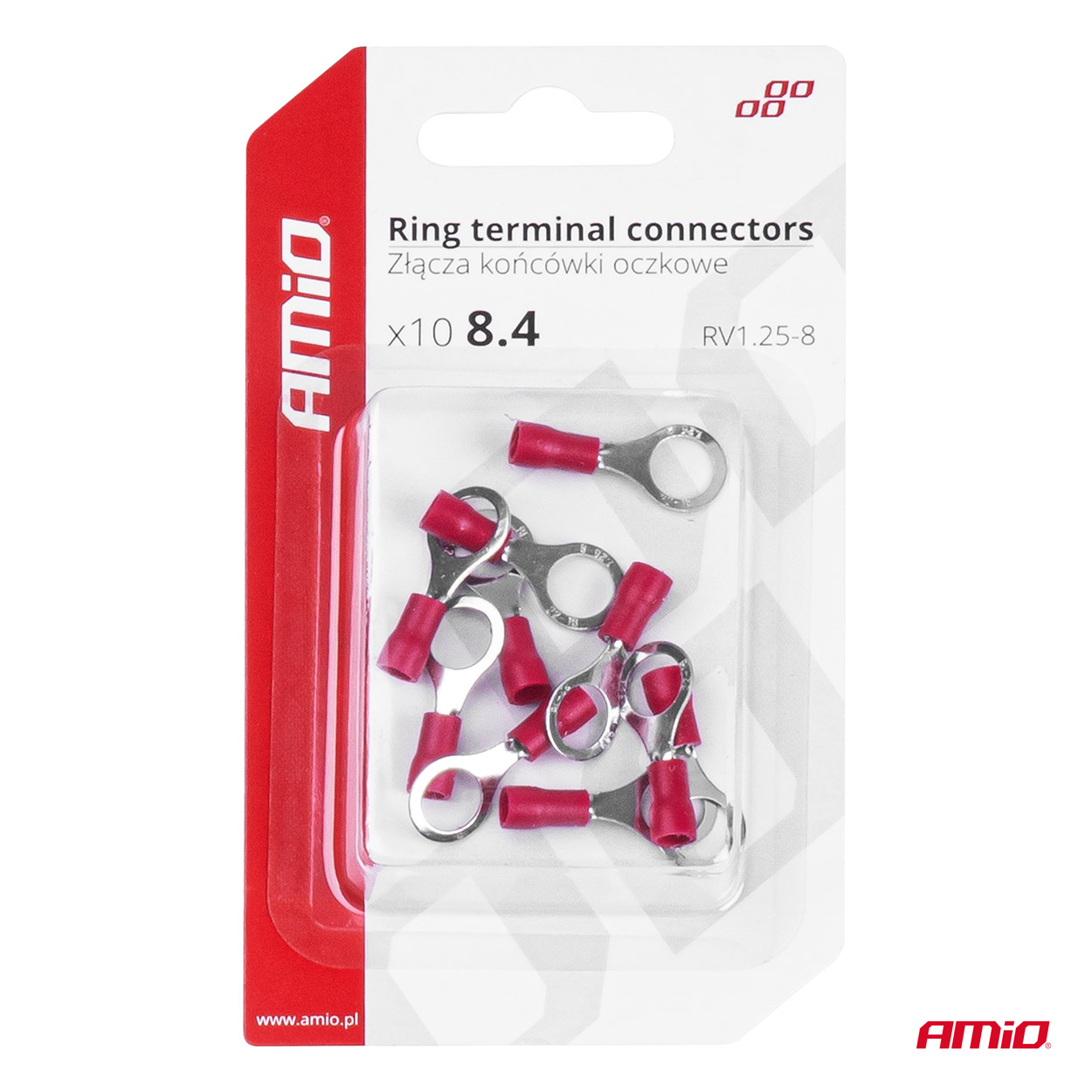 AMIO - Φισακια Δαχτυλιδι Κοκκινα RV1.25-8 / 8.4MM - 10 Τεμ. (03079/AM) - Thumbnail 4
