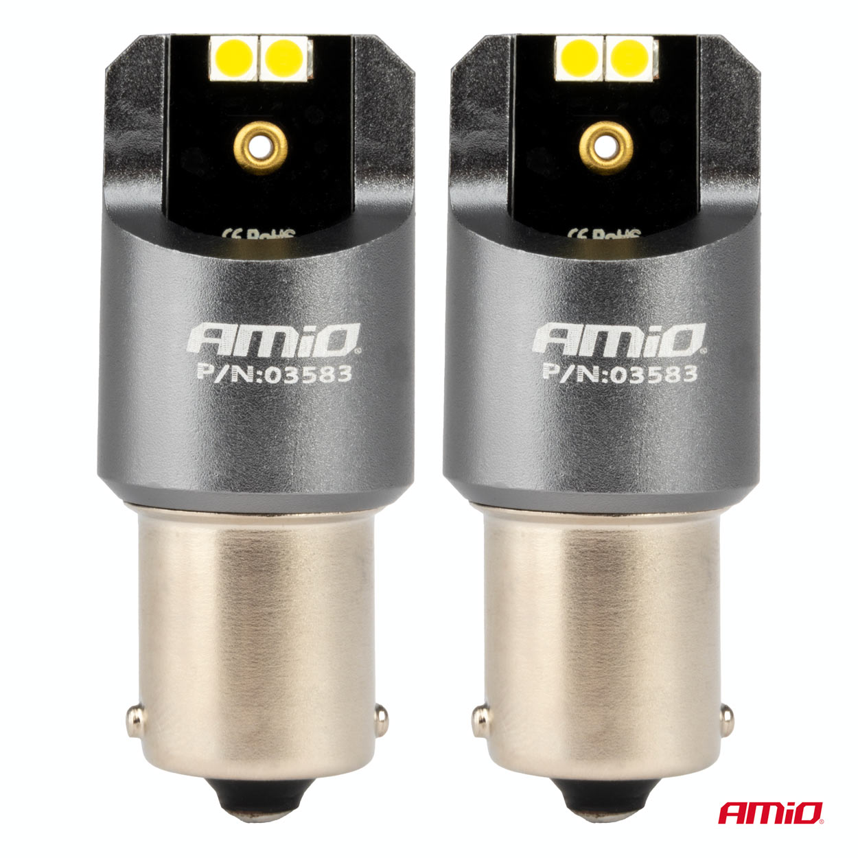 AMIO - Λαμπες LED Can-bus P21W BA15S 12/24V 6.000K 4XSMD Λευκο Pro Series - 2 Τεμ. (03583/AM) - Thumbnail 2