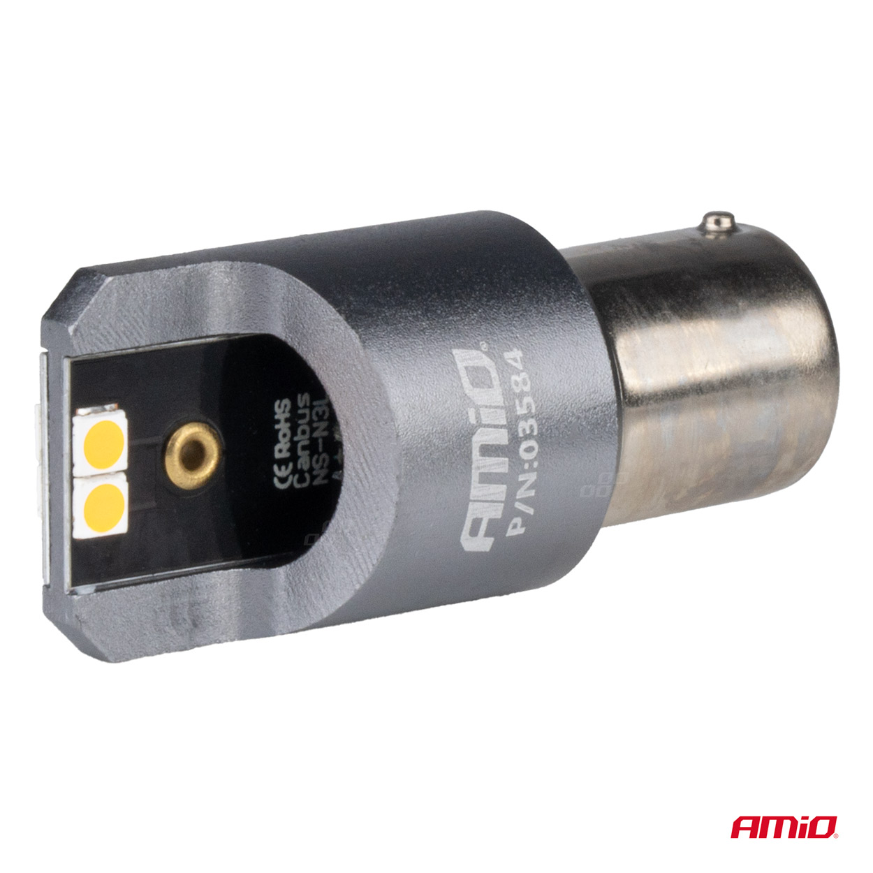AMIO - Λαμπες LED Can-bus PΥ21W BAU15S 12/24V 6.000K 4XSMD Πορτοκαλι Pro Series - 2 Τεμ. (03584/AM) - Thumbnail 3