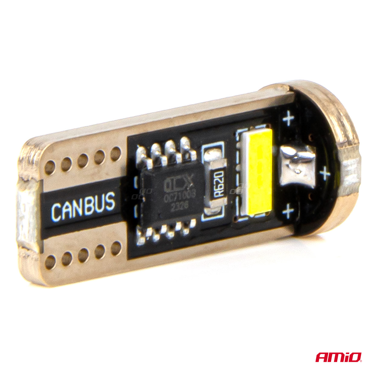 AMIO - Λαμπακια LED T10E W5W 12/24V 3X2055 Smd LED Can-bus Λευκο - 2 Τεμ. (03720/AM) - Thumbnail 4