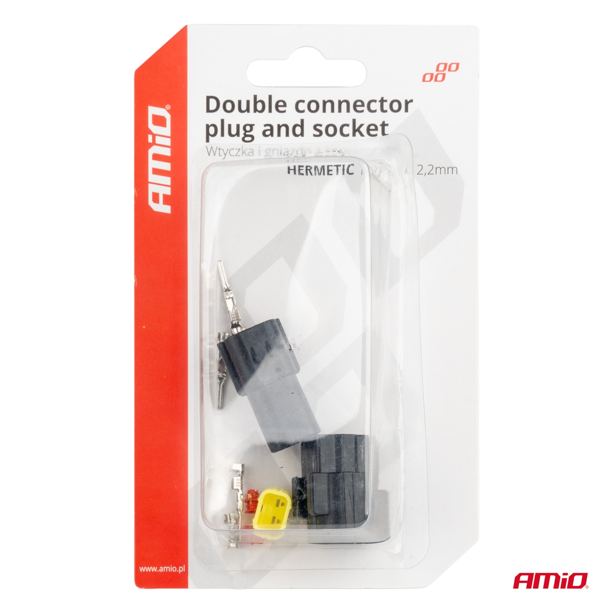 AMIO - Φισα Συνδεσης Με Υποδοχη 2 Pin Φ2,2MM Αδιαβροχη - 1 Τεμ. (04346/AM) - Thumbnail 5