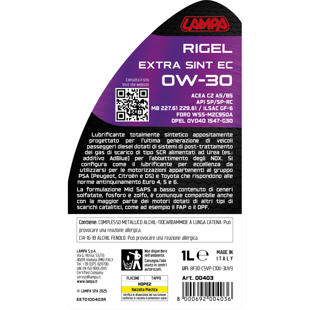 Λαδι Κινητηρα 0W30 Για Diesel (peugeot/citroen/ds/toyota) Συνθετικο Euro 4/5/6 1LT LAMPA - 1τεμ. - Thumbnail 3