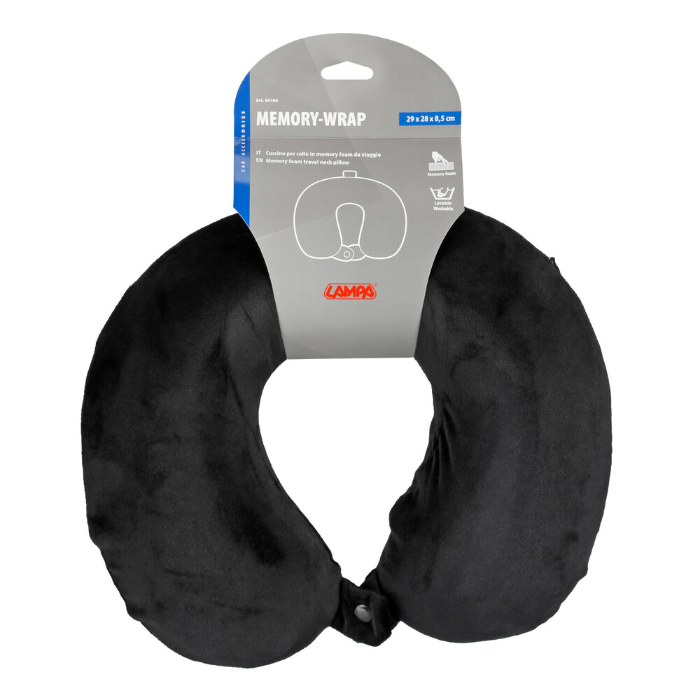 Μαξιλαρι Ταξιδιου Αυχενα Memory Foam Μαυρο Memory-wrap LAMPA - 1 Τεμ. - Thumbnail 3