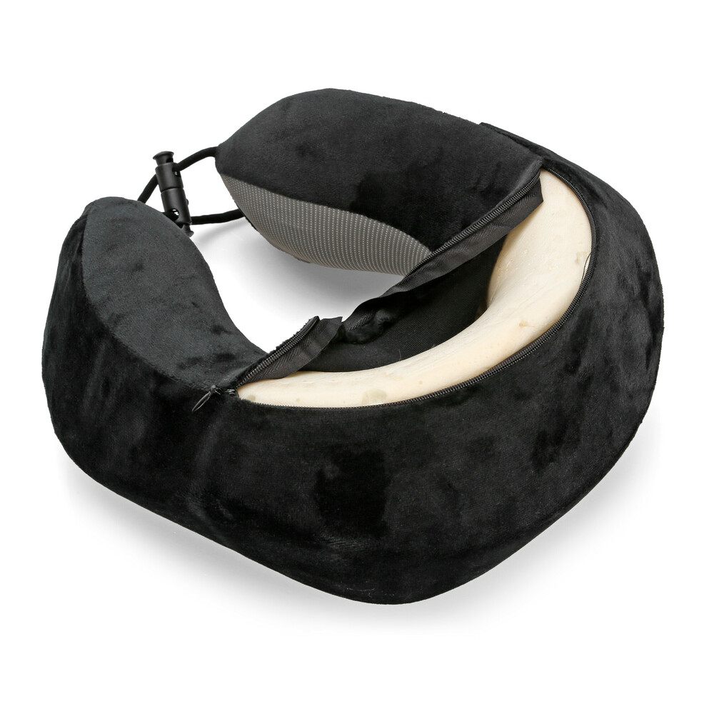 Μαξιλαρι Ταξιδιου Αυχενα Εργονομικο Memory Foam Μαυρο/γκρι Neck-luxe LAMPA - 1 Τεμ. - Thumbnail 3