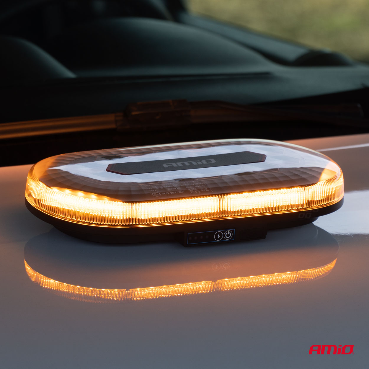 AMIO - Φαρος/στρομπο Μπαρα R65 R10 12/24V 26W LED Πορτοκαλι 10 Χρησεων Με Μαγνητικη Βαση 326X186X63MM - 1 Τεμ. (04369/AM) - Thumbnail 5