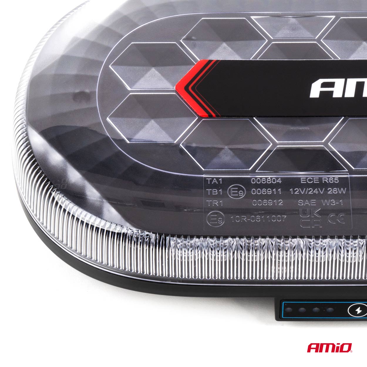 AMIO - Φαρος/στρομπο Μπαρα R65 R10 12/24V 26W LED Πορτοκαλι 10 Χρησεων Με Μαγνητικη Βαση 326X186X63MM - 1 Τεμ. (04369/AM) - Thumbnail 6