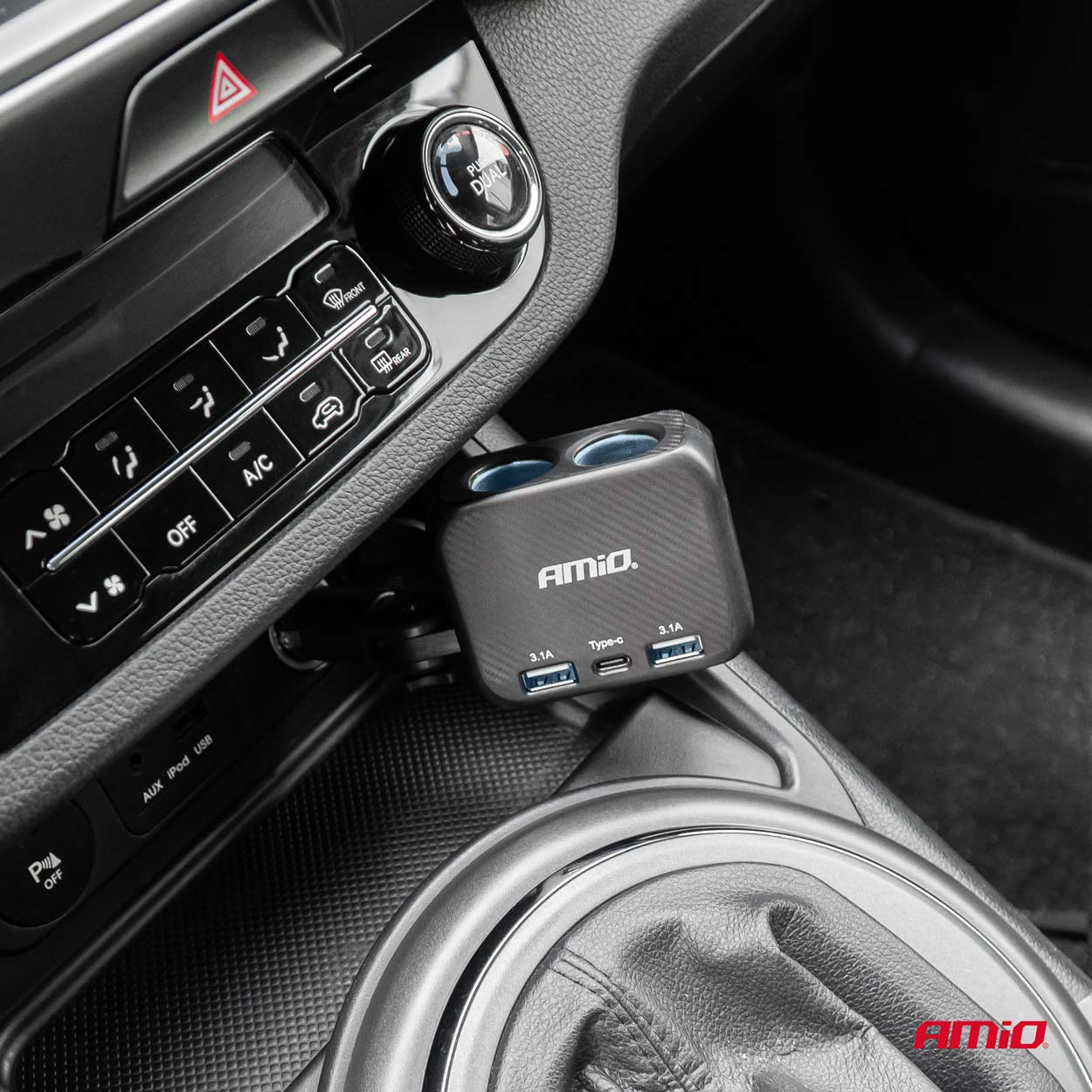 AMIO - Ανταπτορας Αναπτηρα 12/24V 100W Μαυρος/2 ΘΕΣΕΙΣ/1XUSB-A+1XUSB-C/ΠΕΡΙΣΤΡΟΦΗ 180 Μοιρων - 1 Τεμ. (04357/AM) - Thumbnail 3