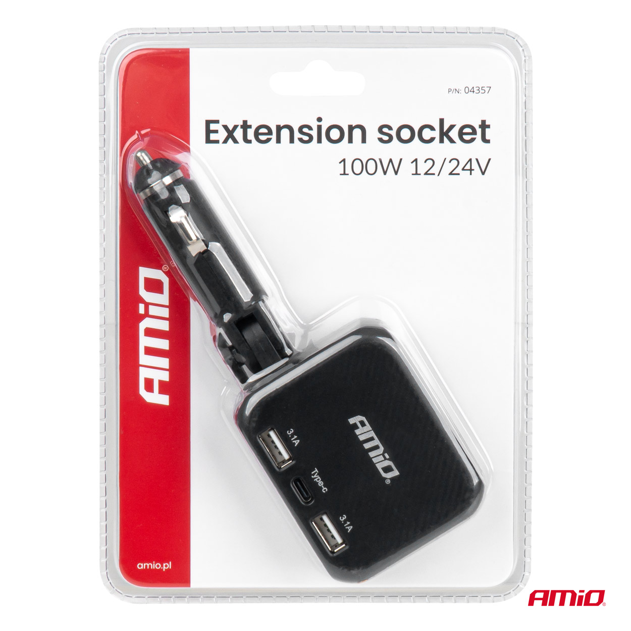 AMIO - Ανταπτορας Αναπτηρα 12/24V 100W Μαυρος/2 ΘΕΣΕΙΣ/1XUSB-A+1XUSB-C/ΠΕΡΙΣΤΡΟΦΗ 180 Μοιρων - 1 Τεμ. (04357/AM) - Thumbnail 8