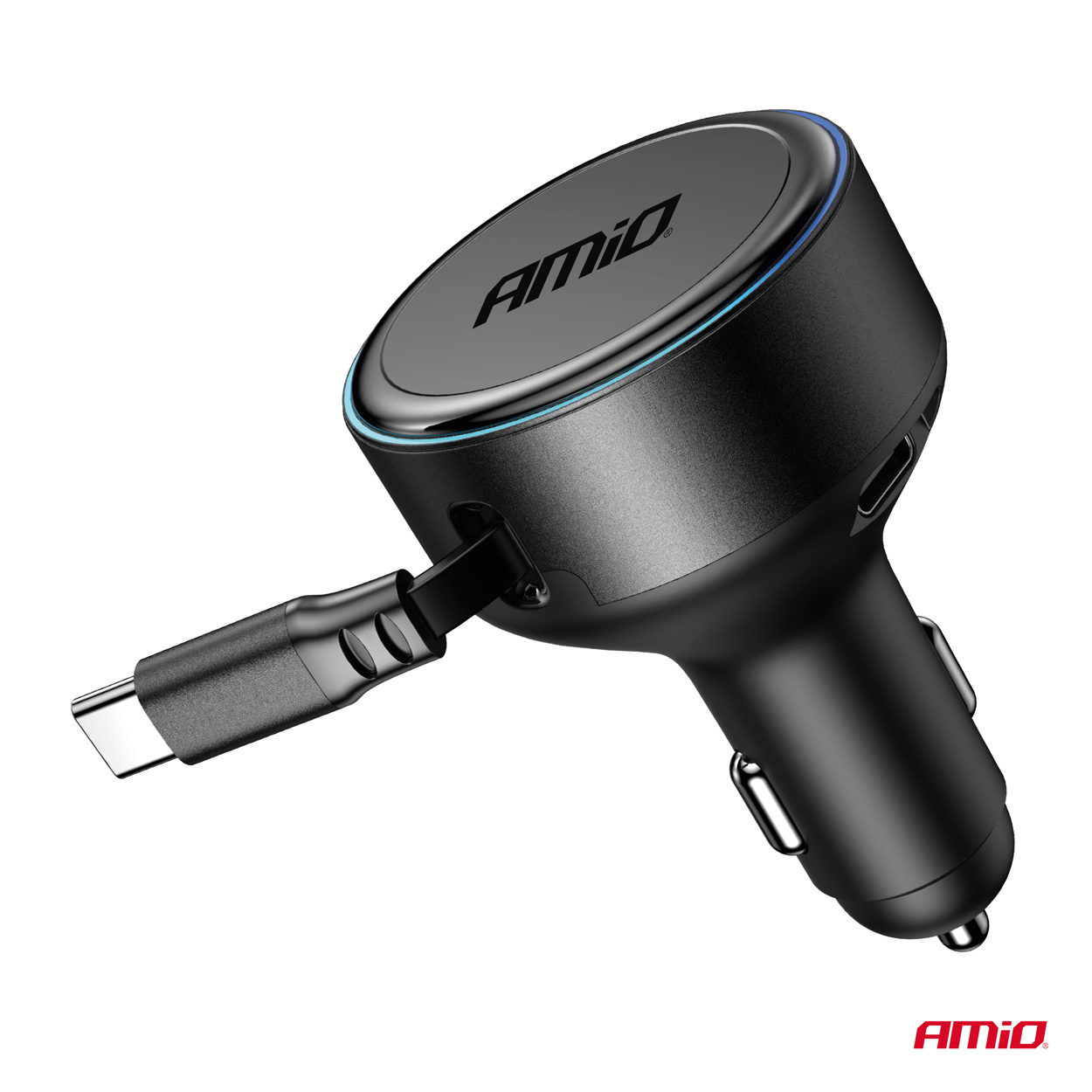 AMIO - Φορτιστης Αναπτηρα 12/24V Με 1 Θυρα Usb-c 60W 5V/3A Ταχειας Φορτισης Με Ενσωματομενο Καλωδιο Usb-c - 1 Τεμ. (04368/AM) - Thumbnail 2