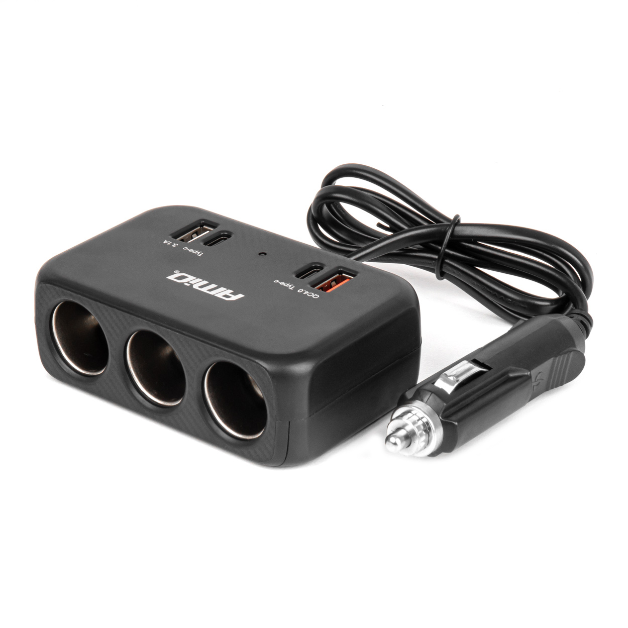 Amio - ΑΝΤΑΠΤΟΡΑΣ ΑΝΑΠΤΗΡΑ 12/24V 120W ΜΑΥΡΟΣ/3 ΘΕΣΕΙΣ/1xUSB-A+1xUSB-C QC 4.0 ΤΑΧΕΙΑΣ ΦΟΡΤΙΣΗΣ/ΚΑΛΩΔΙΟ 80cm - 1 Τεμ. (04365/AM)