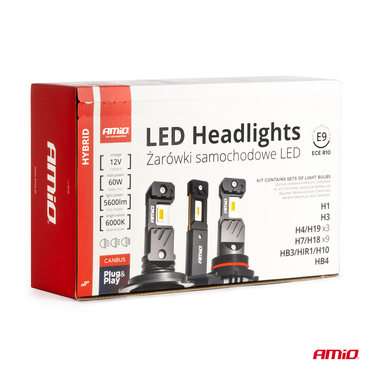 AMIO - Λαμπες LED H1/H3/H4(X3)/H7(X9)/HB3/HB4 12V 60W 6.000K 5.600LM LED Can-bus Hybrid Series - Σετ 16 Τεμ. (04120/AM) - Thumbnail 7