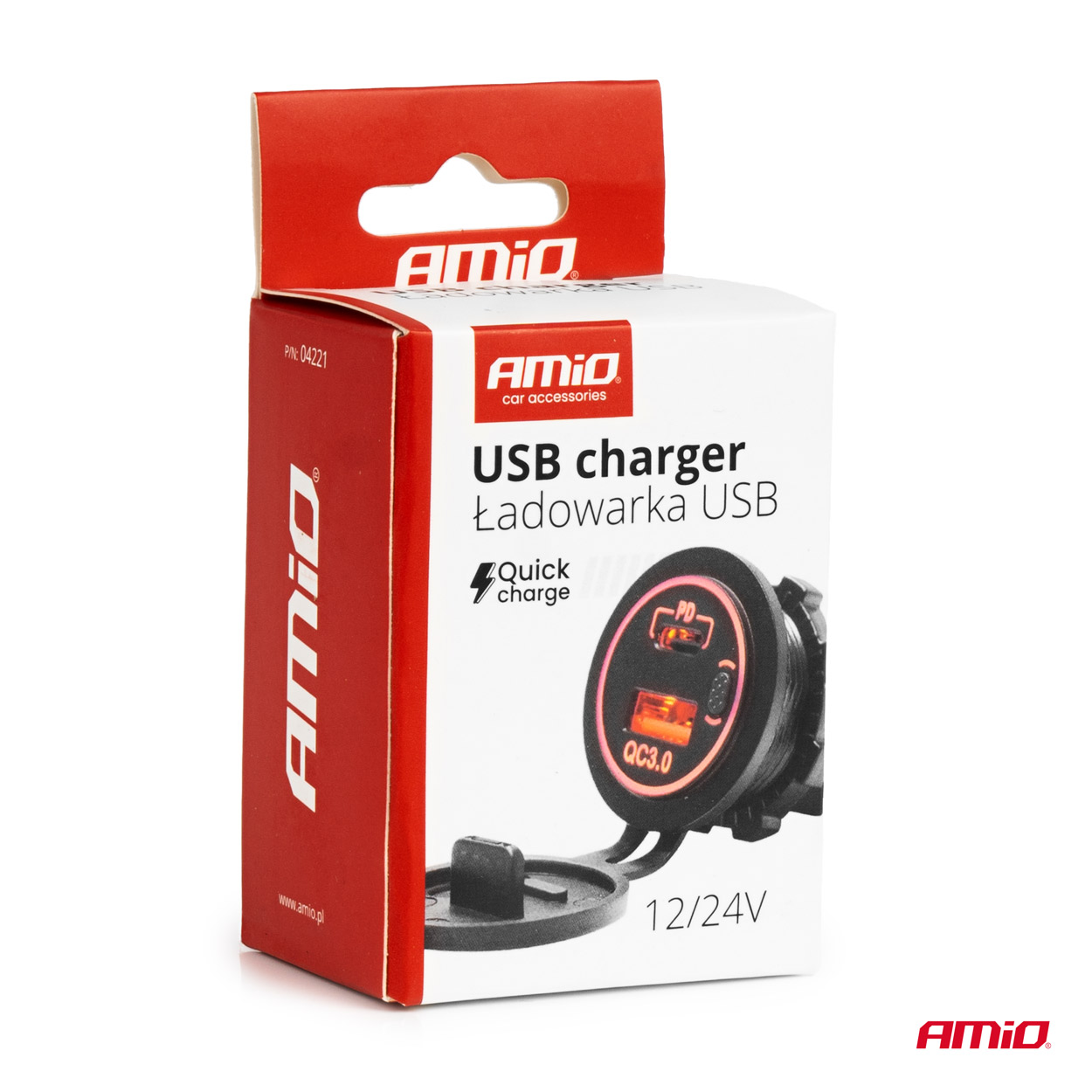 AMIO - Πριζα Με 2 Θυρες Usb Και Καπακι 12/24V Quick Charge 3.0 Αδιαβροχη Με Κοκκινο LED Φως Μαυρη - 1 Τεμ. (04221/AM) - Thumbnail 5