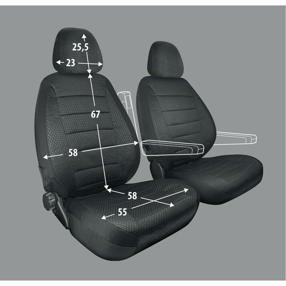Καλυμματα Καθισματων Travel Easy Fit Για Τροχοσπιτο Σε Μαυρο Χρωμα Με Πλεξη Ζακαρ 2τεμ. - Thumbnail 3