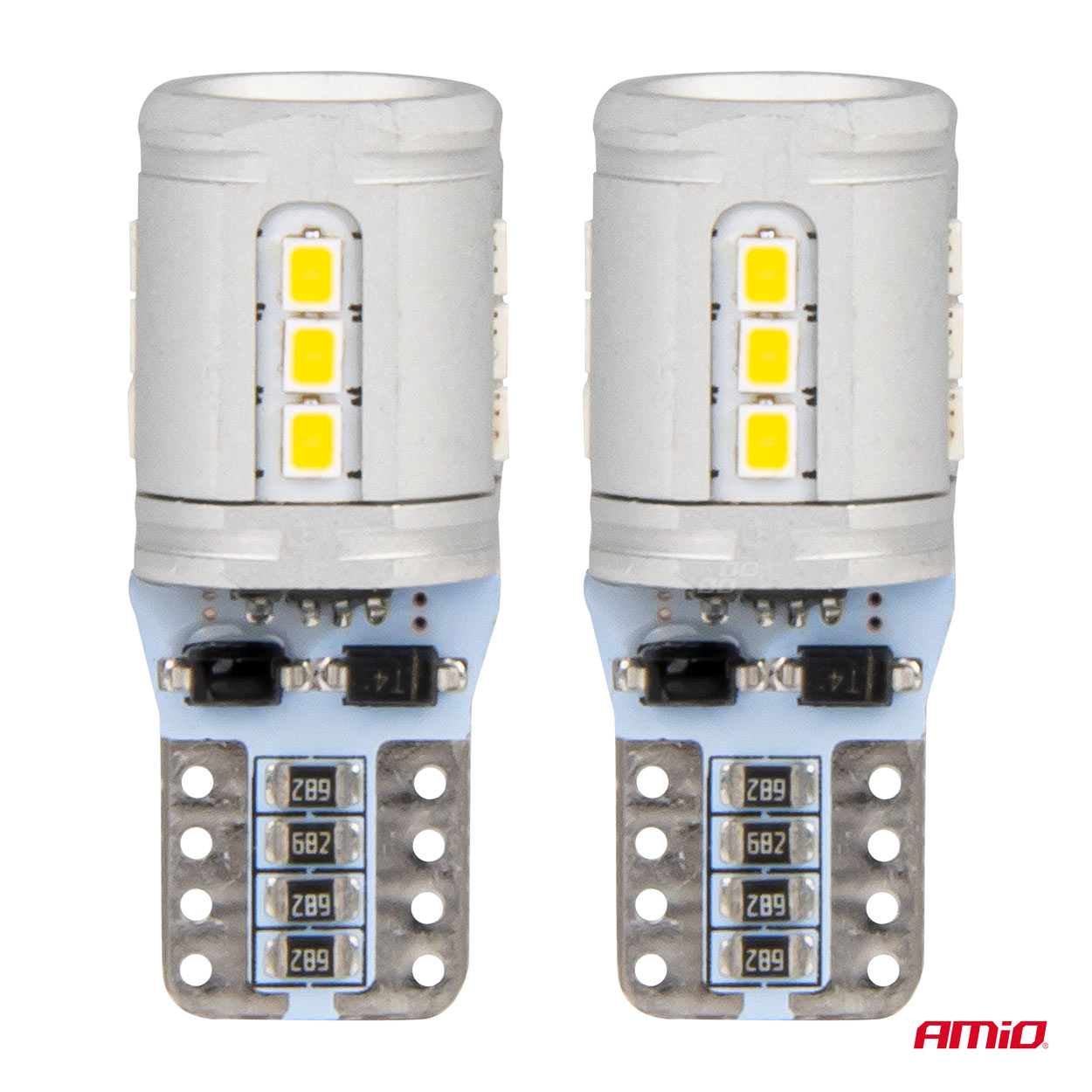 AMIO - T10E W5W 12/24V 15X2016 Smd LED Can-bus Λευκο 2τεμ. (03723/AM) - Thumbnail 2