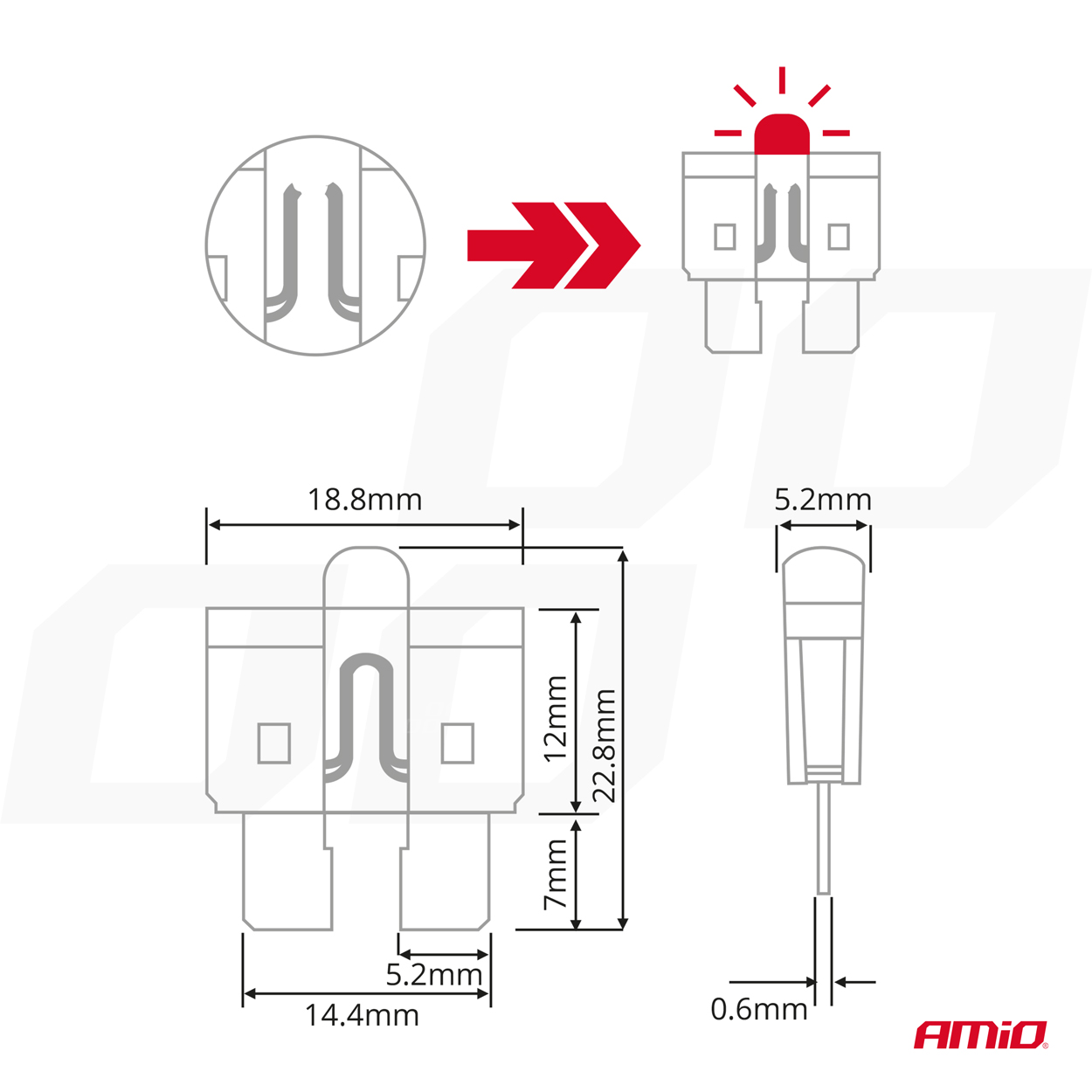 AMIO - Ασφάλειες Standard Blade (μαχαιρωτές) Με LED Ένδειξη Καμένης Ασφάλειας & Εργαλείο Αφαίρεσης Για Άμεση Διάγνωση Ηλεκτρικής Βλάβης Oe - 10 Τεμ. (04341/AM) - Thumbnail 5