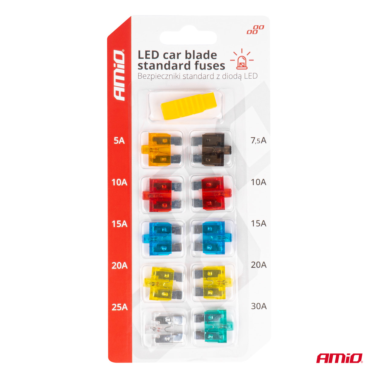 AMIO - Ασφάλειες Standard Blade (μαχαιρωτές) Με LED Ένδειξη Καμένης Ασφάλειας & Εργαλείο Αφαίρεσης Για Άμεση Διάγνωση Ηλεκτρικής Βλάβης Oe - 10 Τεμ. (04341/AM) - Thumbnail 6