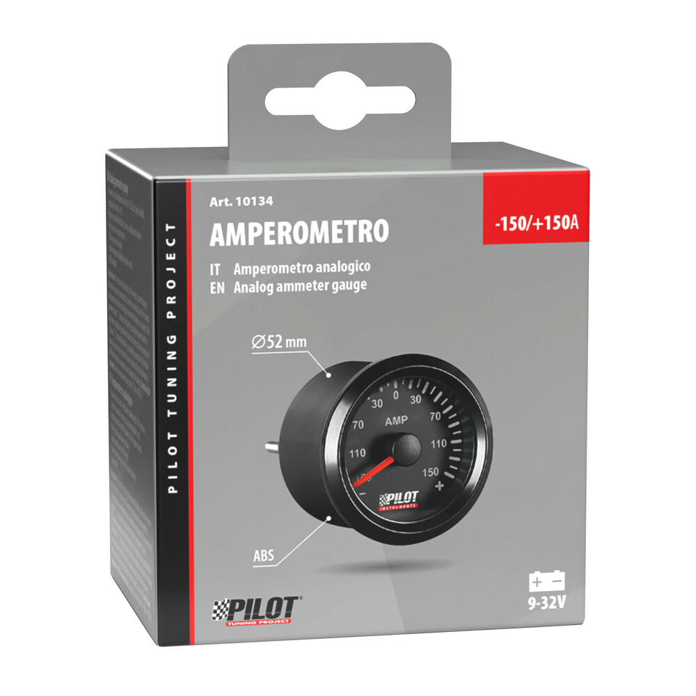 Αμπερομετρο Αναλογικο Μαυρο Με Λευκο Φως Black Analogue Series 9-32V 52MM - Thumbnail 2