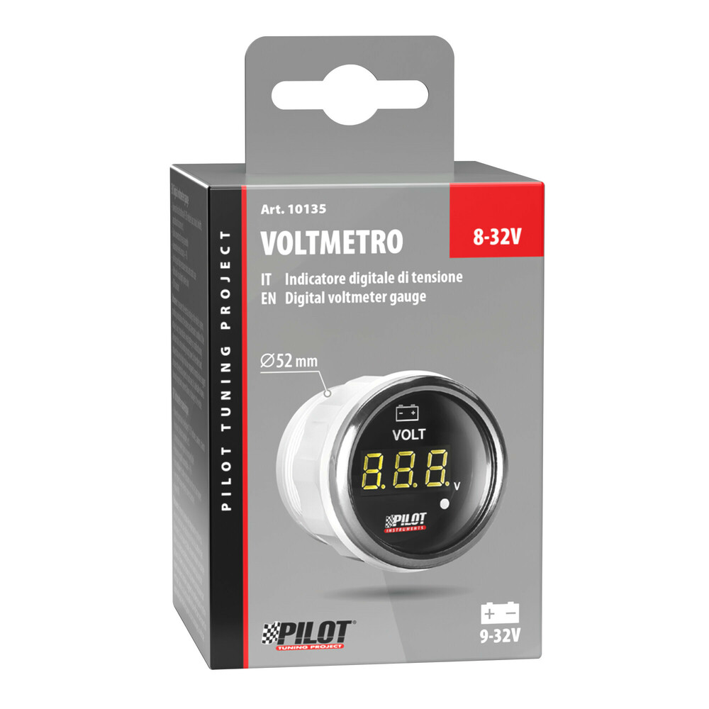 Βολτομετρο Ψηφιακο Μαυρο Με Λευκο Φως Black Digital Series 9-32V 52MM - Thumbnail 5