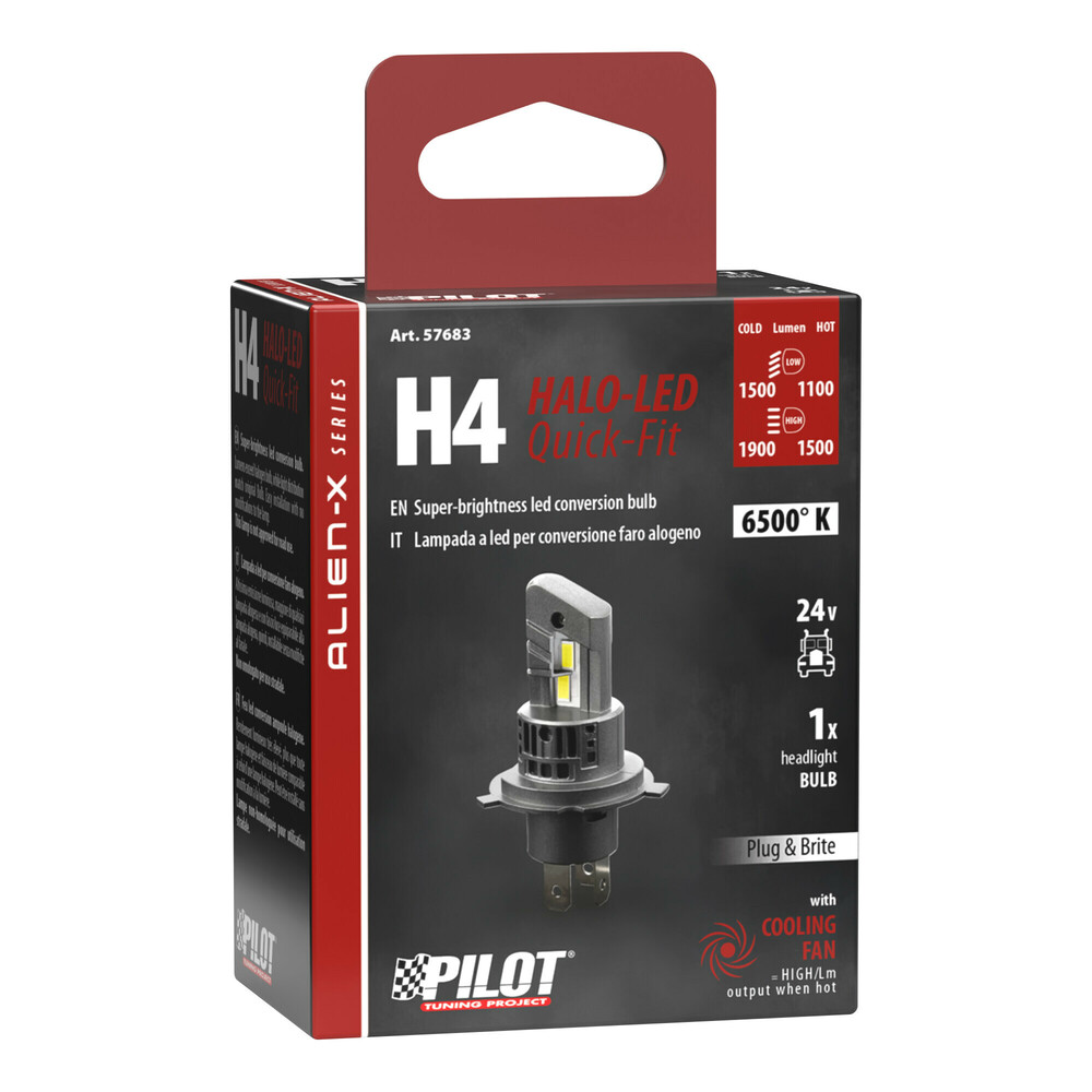 H4 24V P43T 1500/1900LM+1100/1500LM 6.500K Halo LED Quick-fit Alien-x Series Plug & Play 1τεμ - Thumbnail 3