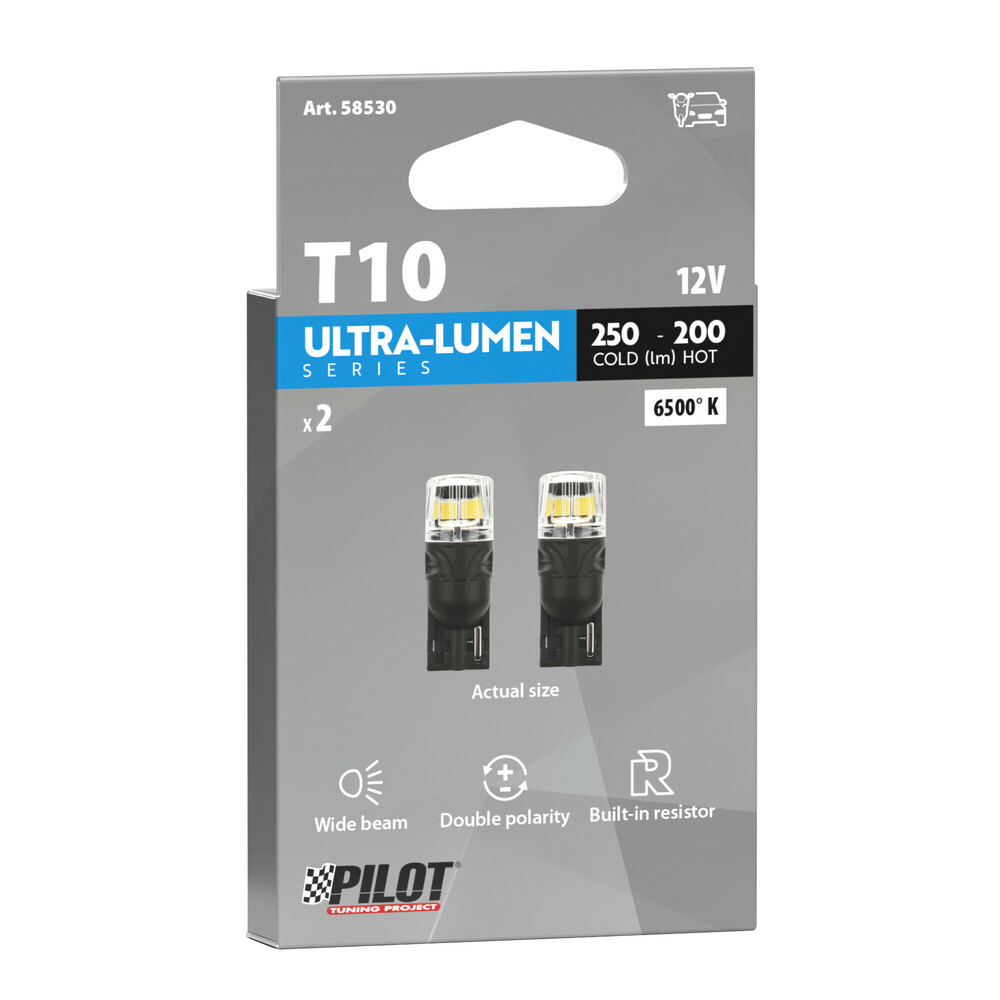 T10 W5W 12V W2,1X9,5D 250/200LM 6.500K Διπλης Πολικοτητας LED Can-bus Ultra-lumen Series 2τεμ. - Thumbnail 3