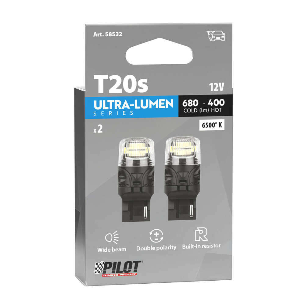 W21W (T20) 12V W3X16D 680/400LM 6.500K Διπλης Πολικοτητας LED Can-bus Ultra-lumen Series 2τεμ. - Thumbnail 3