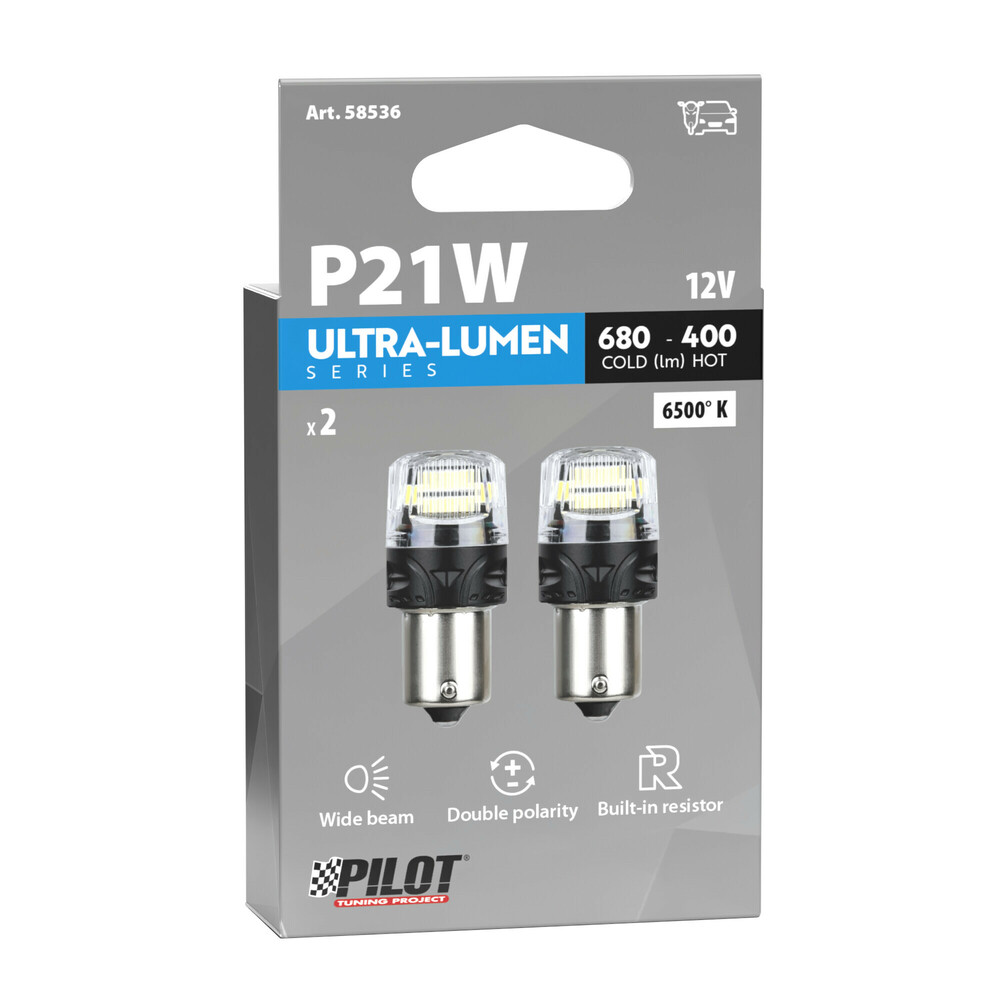 P21W 12V BA15S 680/400LM 6.500K Διπλης Πολικοτητας LED Can-bus Ultra-lumen Series 2τεμ. - Thumbnail 3