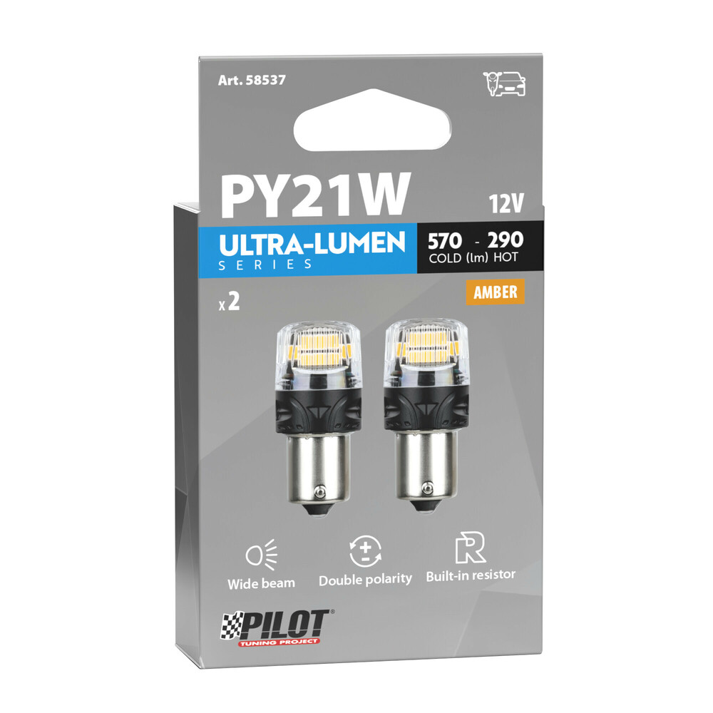 PY21W 12V BAU15S 570/290LM Πορτοκαλι Φως LED Can-bus Ultra-lumen Series 2τεμ. - Thumbnail 3