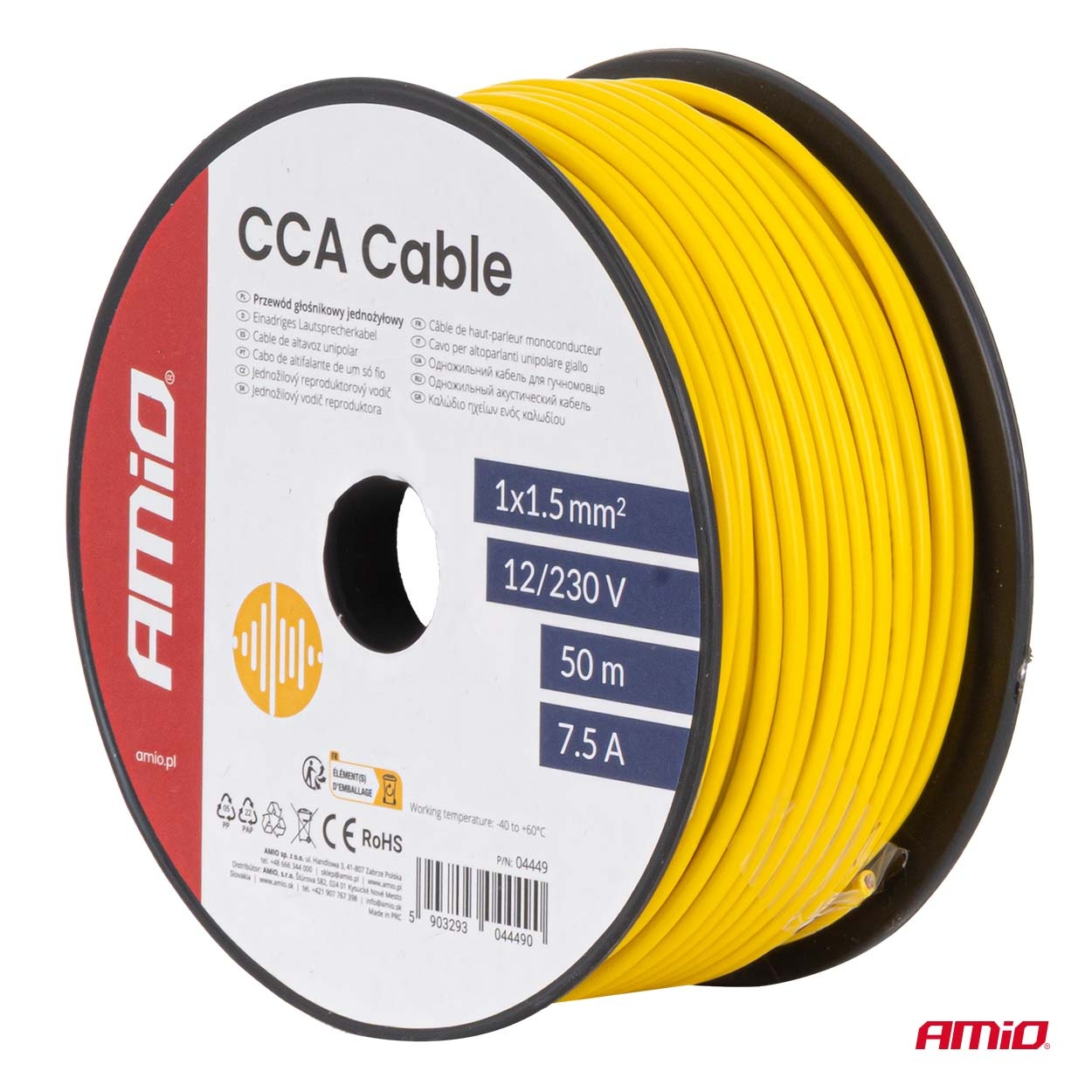 AMIO -  Μονόκλωνο Καλώδιο Εγκατάστασης Cca 1×1,5MM² 50M – 7,5A / 12-230V - 1 Τεμ. (04449/AM) - Thumbnail 5