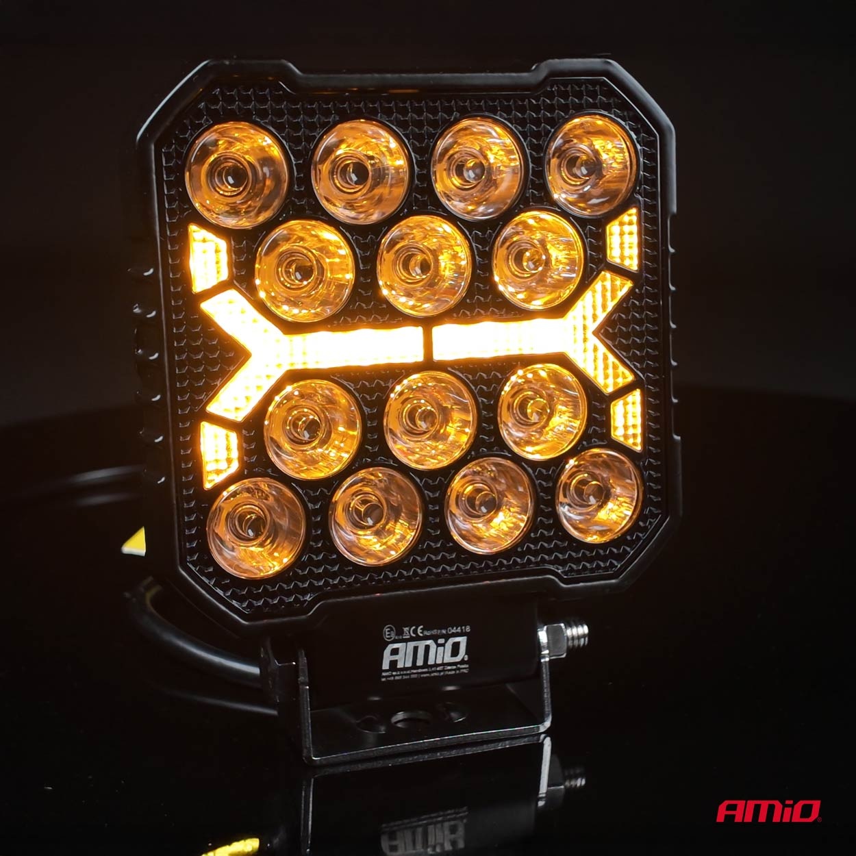 AMIO - LED Λάμπα Εργασίας 42W 4200LM 6500K Με Προειδοποιητικό Φως (λευκό + Κίτρινο) – 9–36V Spot Αλουμινένια - 1 Τεμ. - (04418/AM) - Thumbnail 3
