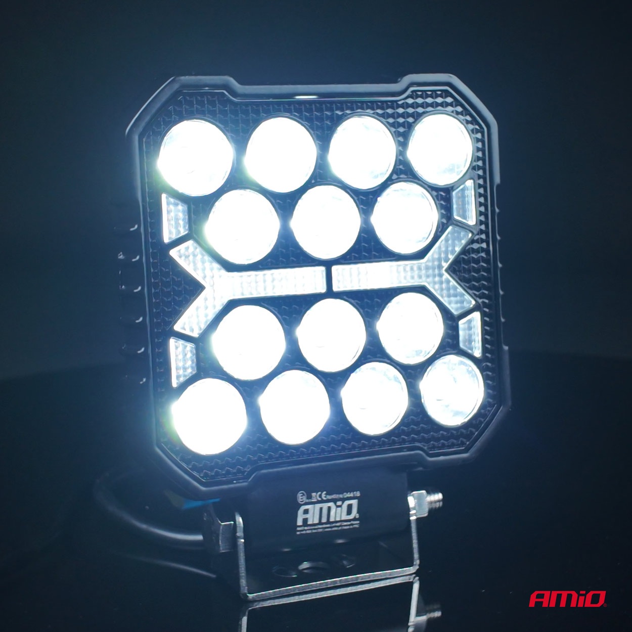 AMIO - LED Λάμπα Εργασίας 42W 4200LM 6500K Με Προειδοποιητικό Φως (λευκό + Κίτρινο) – 9–36V Spot Αλουμινένια - 1 Τεμ. - (04418/AM) - Thumbnail 4