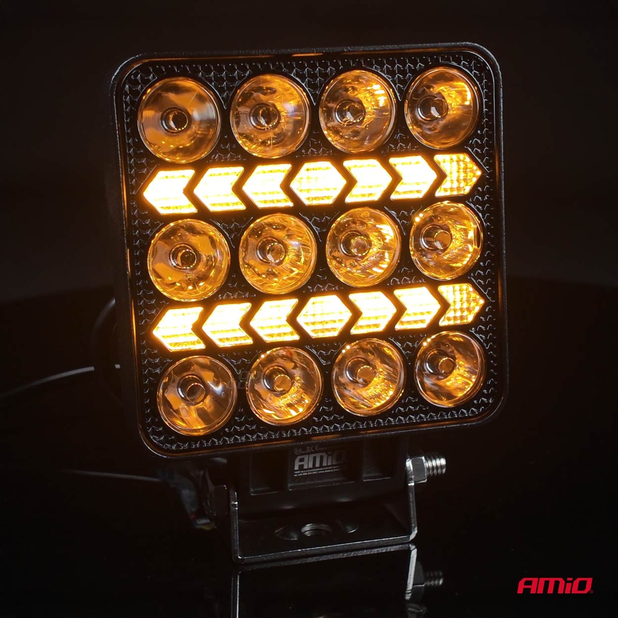 AMIO - LED Λάμπα Εργασίας 36W 3600LM 6500K Με Προειδοποιητικό Φως – 9–36V (λευκό + Κίτρινο) Spot Αλουμινένια - 1 Τεμ. - (04419/AM) - Thumbnail 3