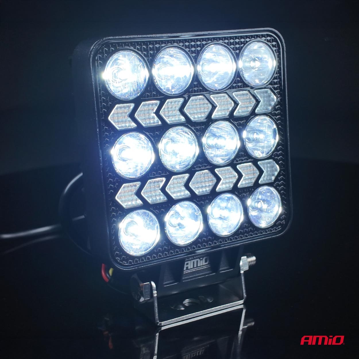 AMIO - LED Λάμπα Εργασίας 36W 3600LM 6500K Με Προειδοποιητικό Φως – 9–36V (λευκό + Κίτρινο) Spot Αλουμινένια - 1 Τεμ. - (04419/AM) - Thumbnail 4