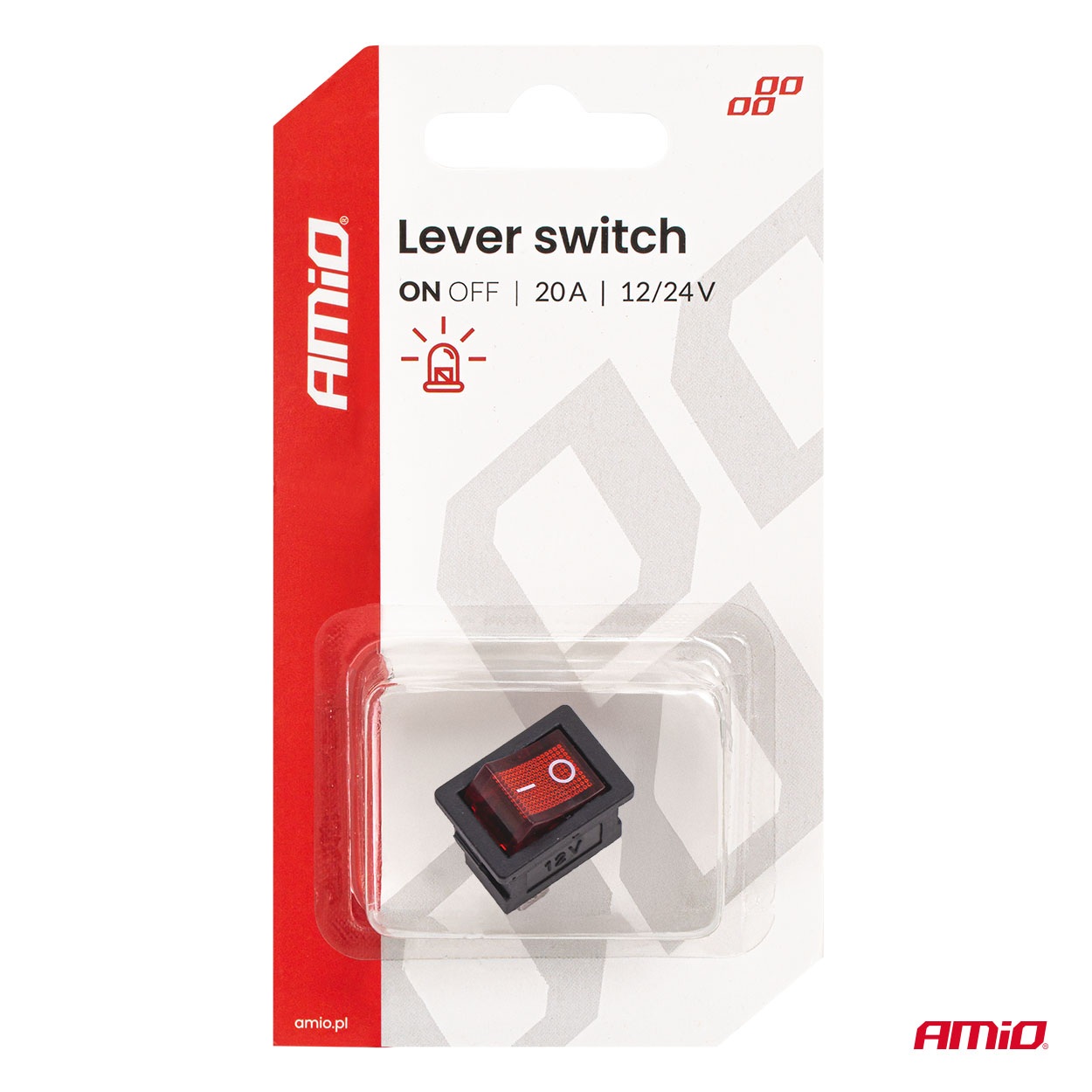 AMIO - Διακόπτης Rocker 12/24V 20A Με Κόκκινο Φωτισμό – Για Οχήματα & Βιομηχανικές Εφαρμογές - 1 Τεμ. (04440/AM) - Thumbnail 5