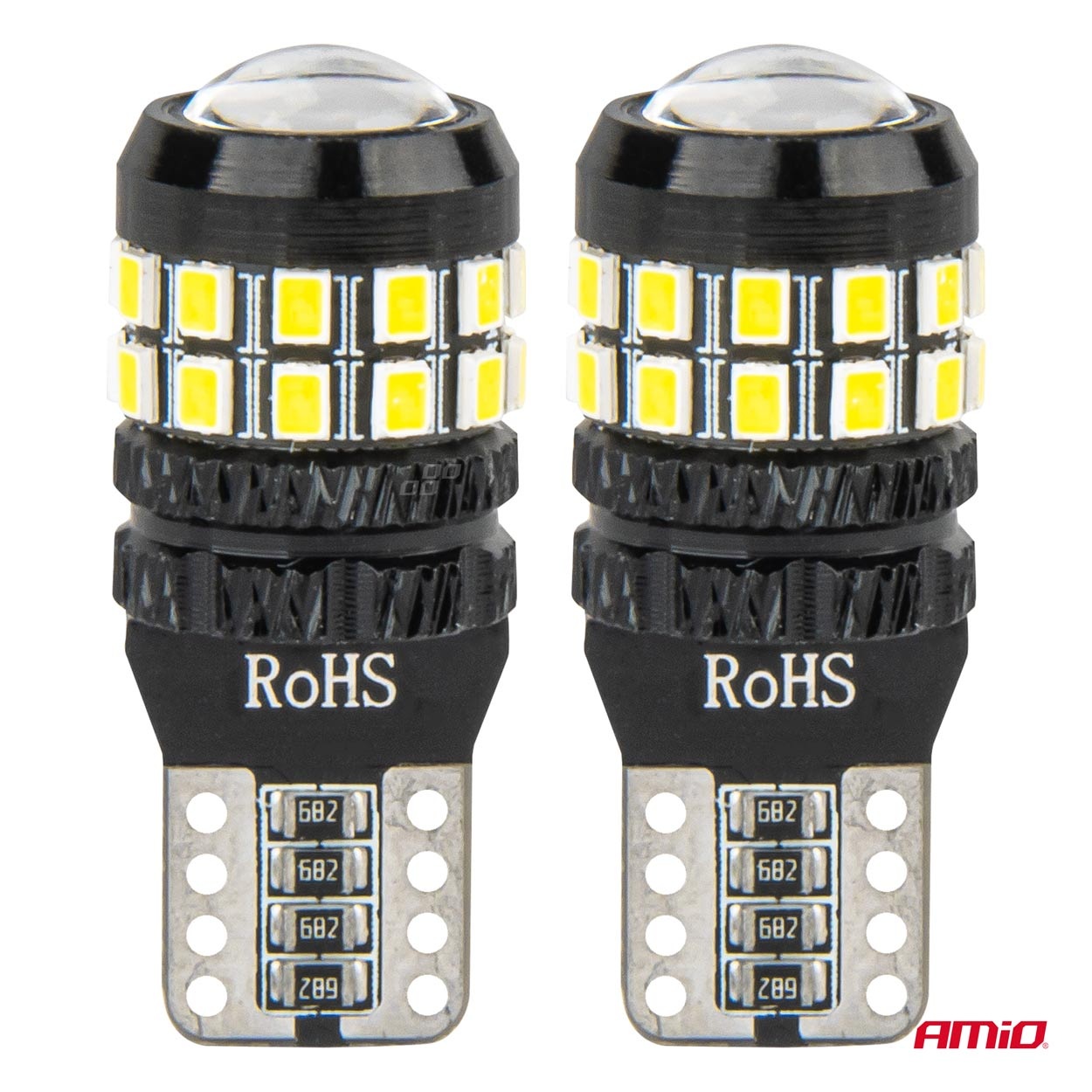 AMIO - Λάμπες LED Canbus T10 (W5W) 27SMD 2016 Λευκές 5500K 12V/24V - 2τεμ. (04258/AM) - Thumbnail 2