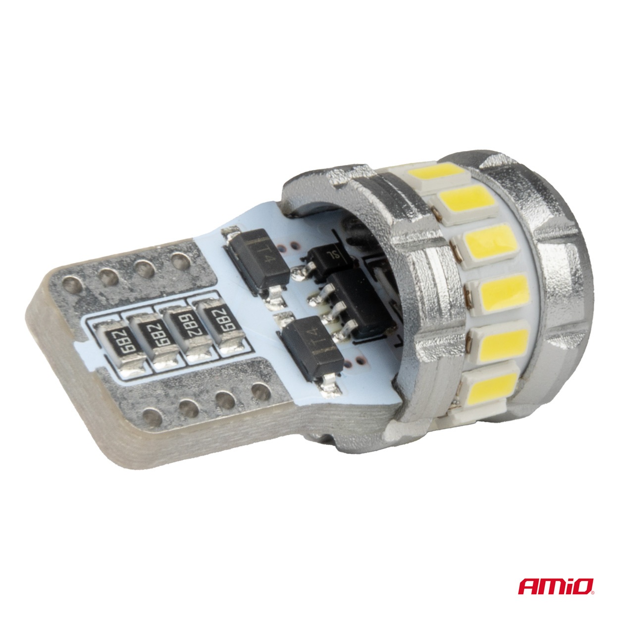 AMIO - Λάμπα LED Canbus T10 (W5W) 16SMD 3014 + 2SMD 3030 Λευκή 6000K 12V/24V Για Φώτα Θέσης, Πινακίδας & Εσωτερικού - 2τεμ. (04260/AM) - Thumbnail 4