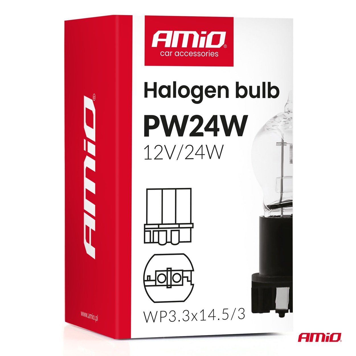 AMIO - Λάμπα Αλογόνου PW24W 12V 24W Βάση WP3.3X14.5-3 Για Φώτα Ημέρας (drl) & Θέσης  - 1 ΤΕΜ.(04409/AM) - Thumbnail 3