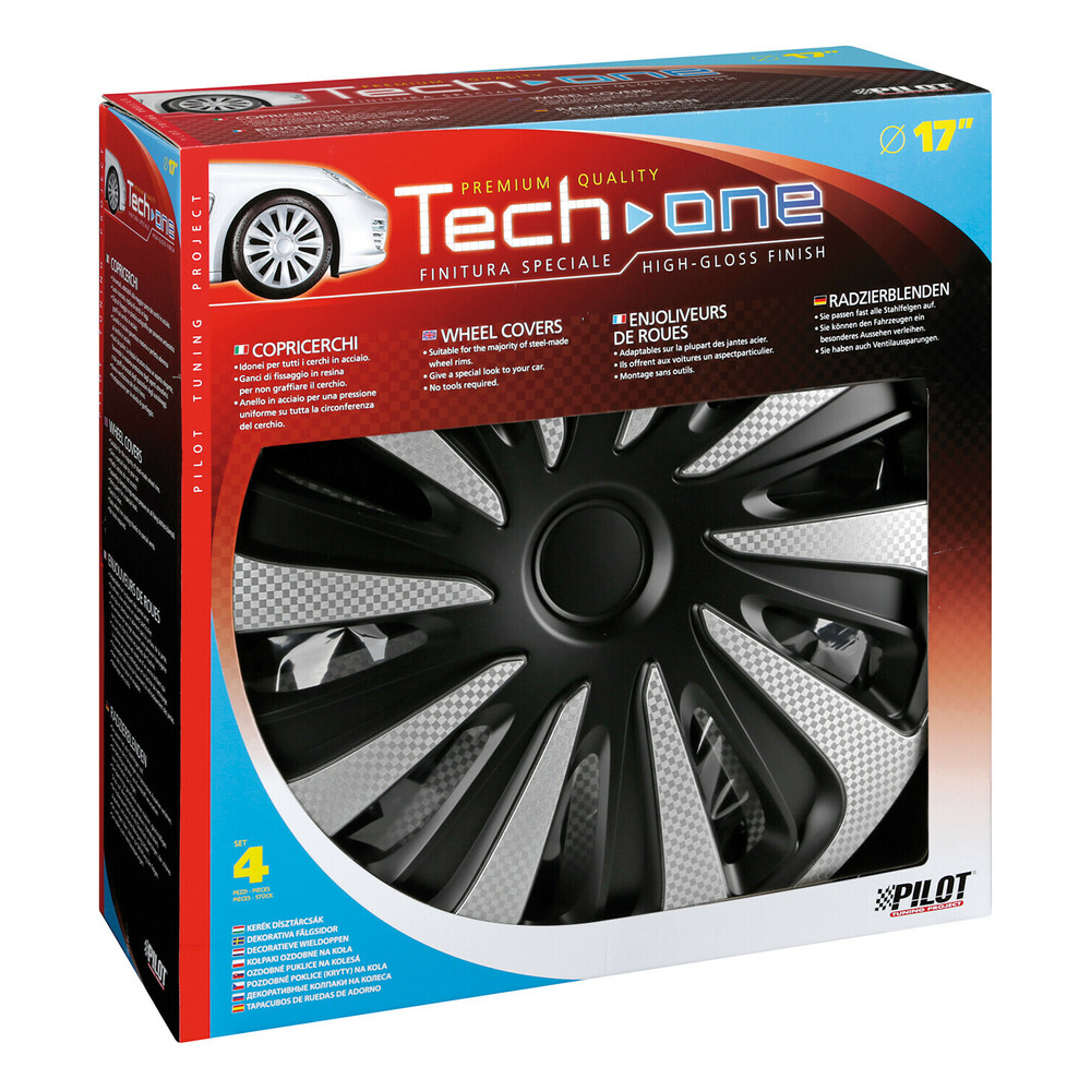 LAMPA - Σετ Τάσια Αυτοκινήτου 17’’ Kojin Carbon Tech-one Από Υλικό ABS Ασημί / Μαύρο - 4 Tem (L3148.1) - Thumbnail 2