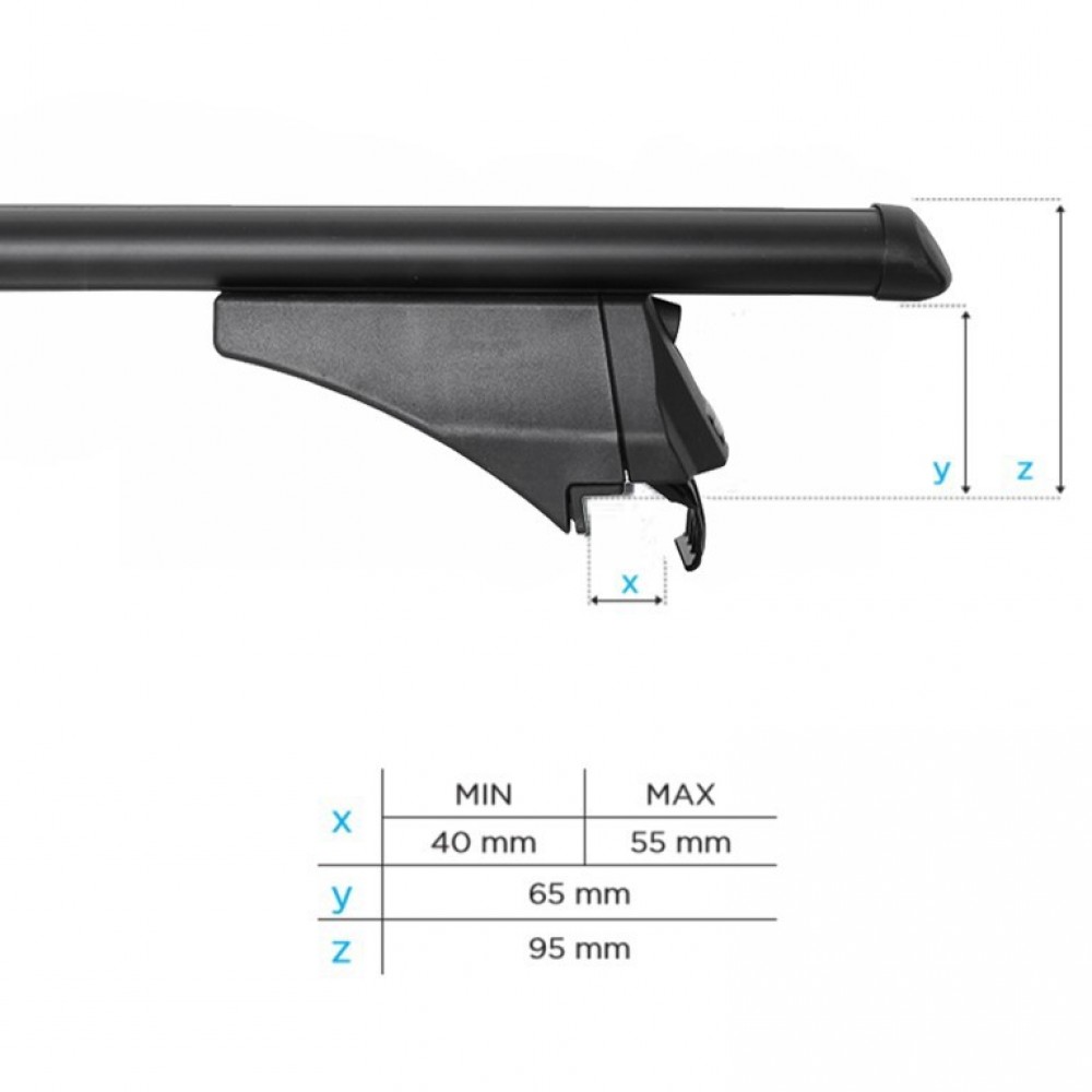 MENABO Μπαρες Οροφης Αλουμινιου Tiger Black 118.5 Cm Σε Μαυρο Χρωμα Για Opel Crossland X 5 Doors 2017> Με Flush Ή Raised Rails - 2 Τεμ. (8590/MB) - Thumbnail 15