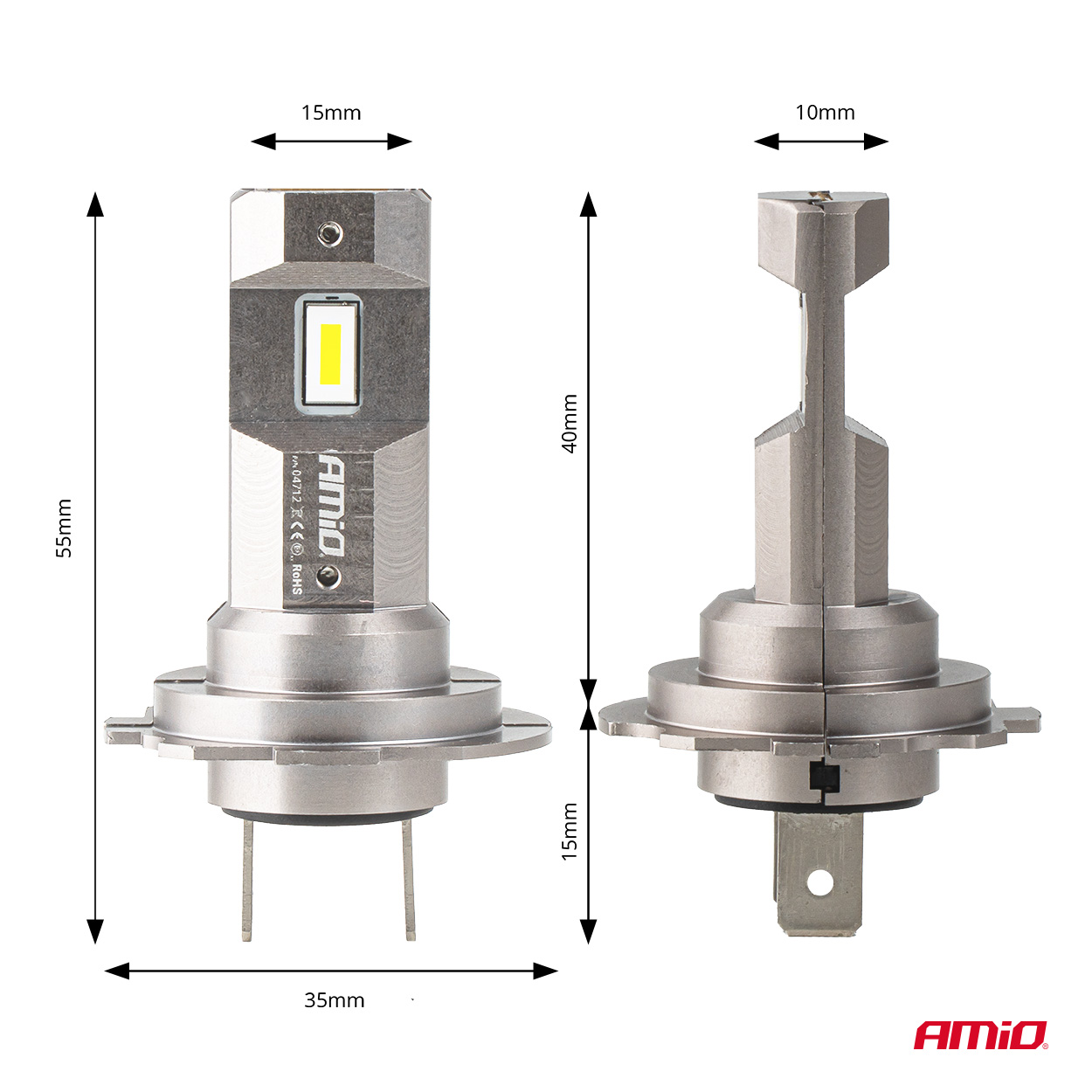 AMIO - Λαμπτήρες LED Φώτων Εμπρός Τύπου H7/H18 Βάση PX26D/PY26D-1 Τάση Λειτουργίας 12V Απόδοσης 30W (2710LM) Series H25 Canbus 6000K Για Επιβατικά Αυτοκίνητα - 2 Τεμ. (04712/AM) - Thumbnail 8