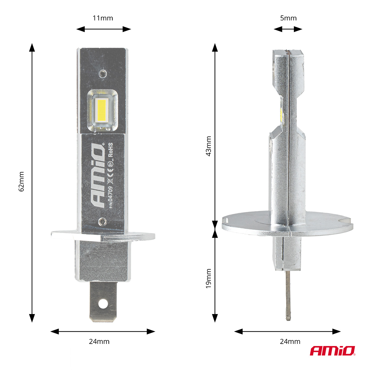 AMIO - Λαμπτήρες LED Φώτων Εμπρός Τύπου H1 Βάση P14.5S Τάση Λειτουργίας 12V Απόδοσης 20W (2920LM) Series H25 Canbus 6000K Για Επιβατικά Αυτοκίνητα - 2 Τεμ. (04709/AM) - Thumbnail 5
