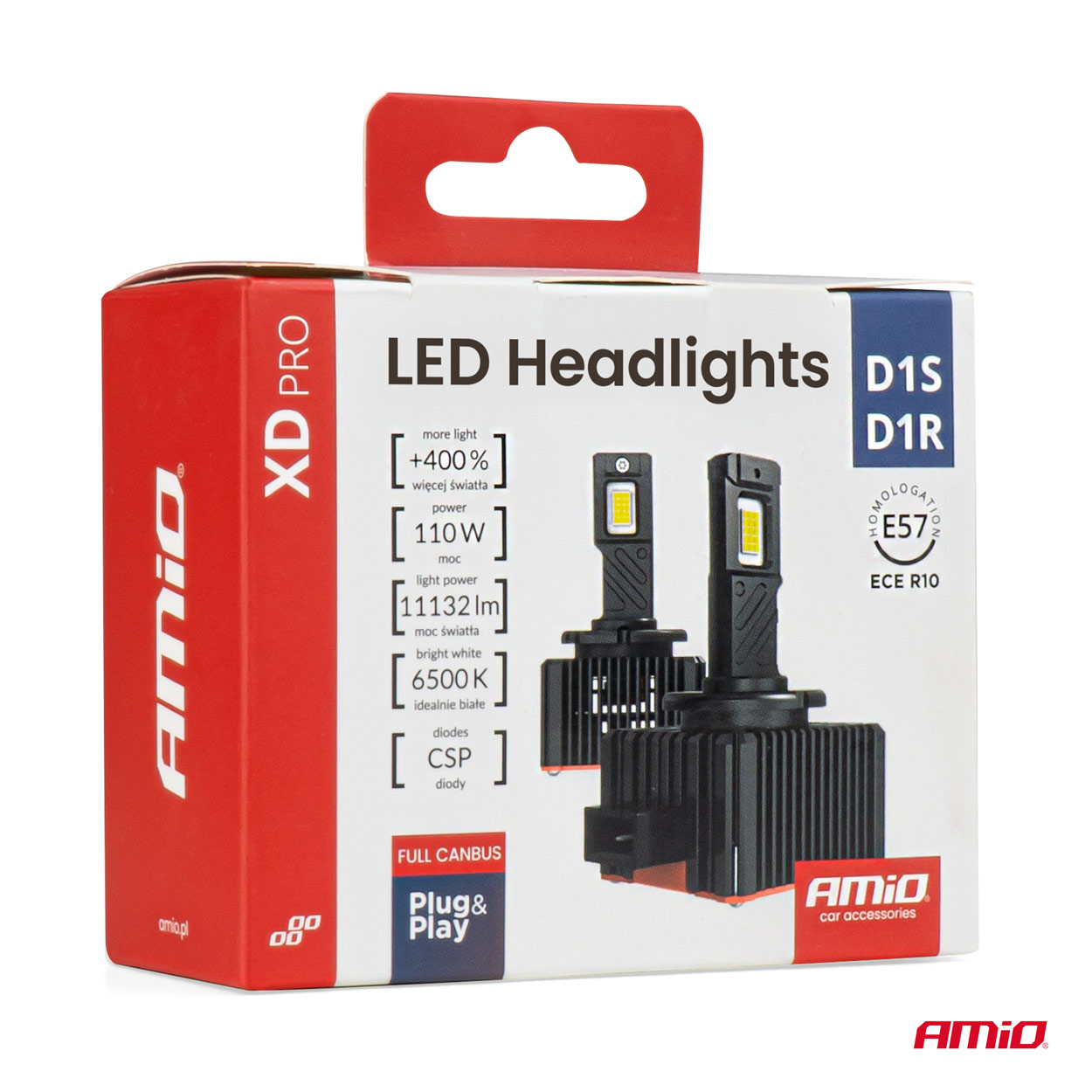 AMIO - Λαμπτήρες LED Φώτων Εμπρός Τύπου D1S/D1R Βάση PK32D-2 Τάση Λειτουργίας 12V Απόδοσης 110W (11132LM) Xd Pro Series Full Canbus 6500K Με Ψύκτρα Plug & Play Για Επιβατικά Αυτοκίνητα - 2 Τεμ. (04679/AM) - Thumbnail 8