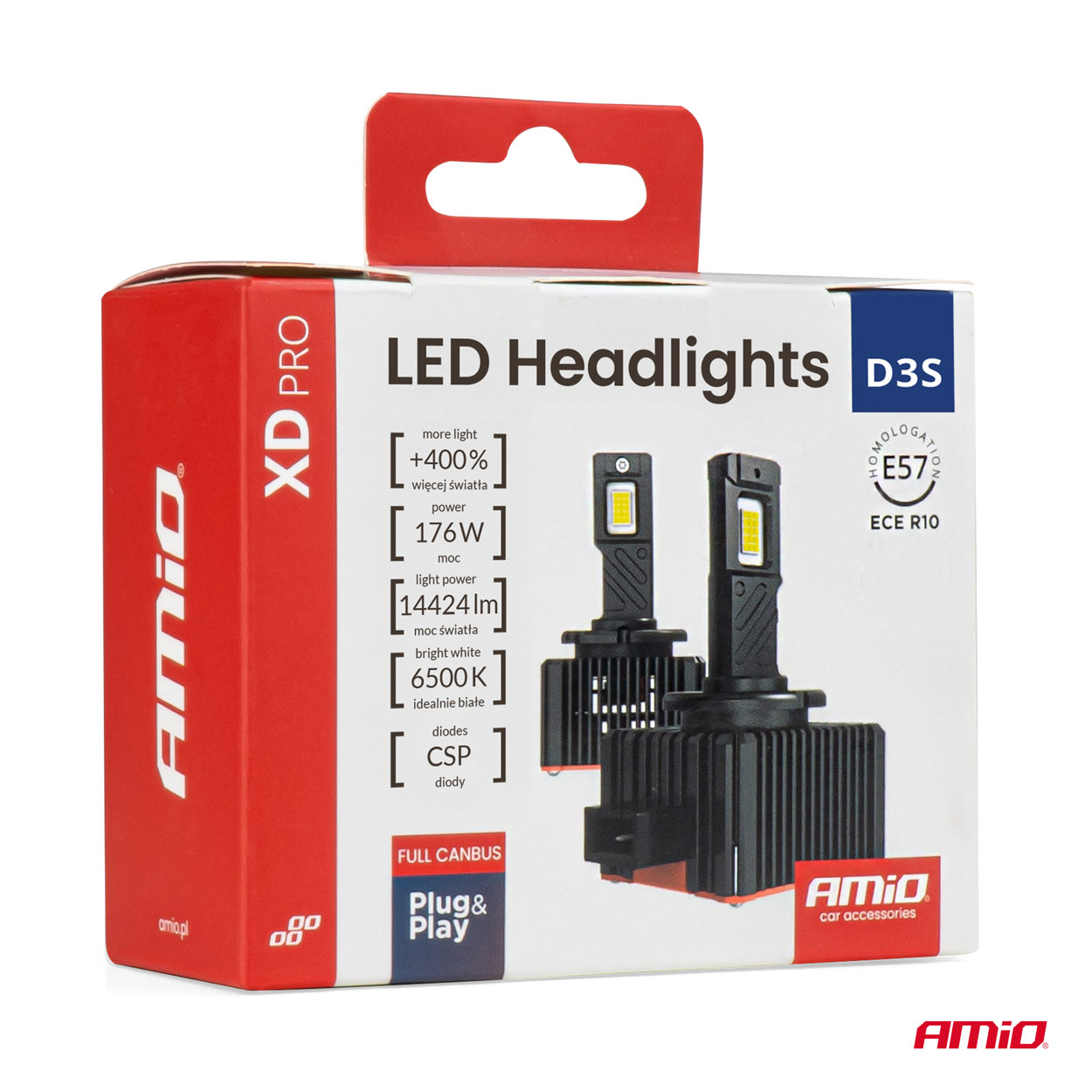 AMIO - Λαμπτήρες LED Φώτων Εμπρός Τύπου D3S Βάση PK32D-5 Τάση Λειτουργίας 12V Απόδοσης 176W (14424LM) Xd Pro Series Full Canbus 6500K Με Ψύκτρα Plug & Play Για Επιβατικά Αυτοκίνητα - 2 Τεμ. (04679/AM) - Thumbnail 8